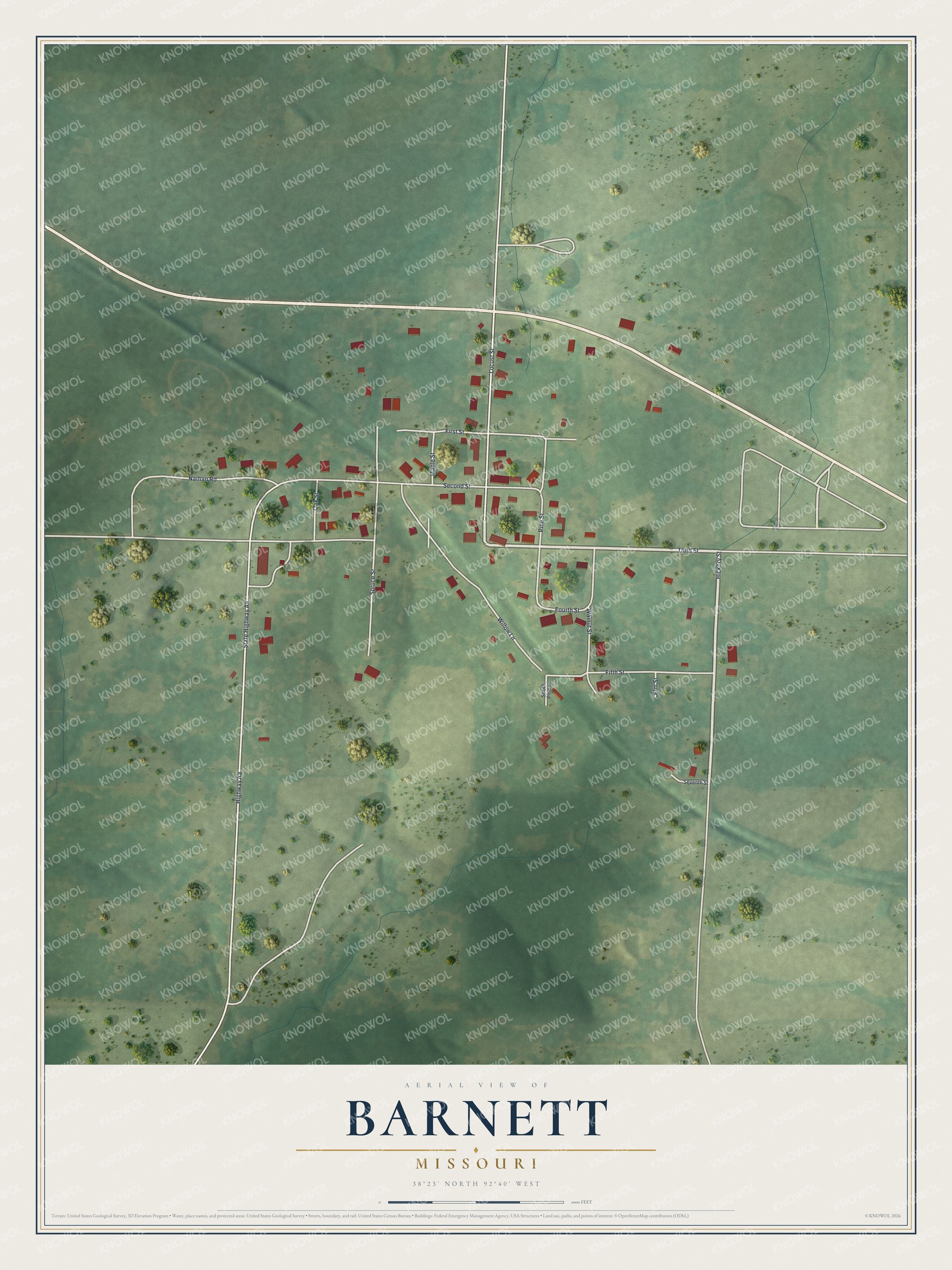 Watermarked full-map preview of Barnett, Missouri