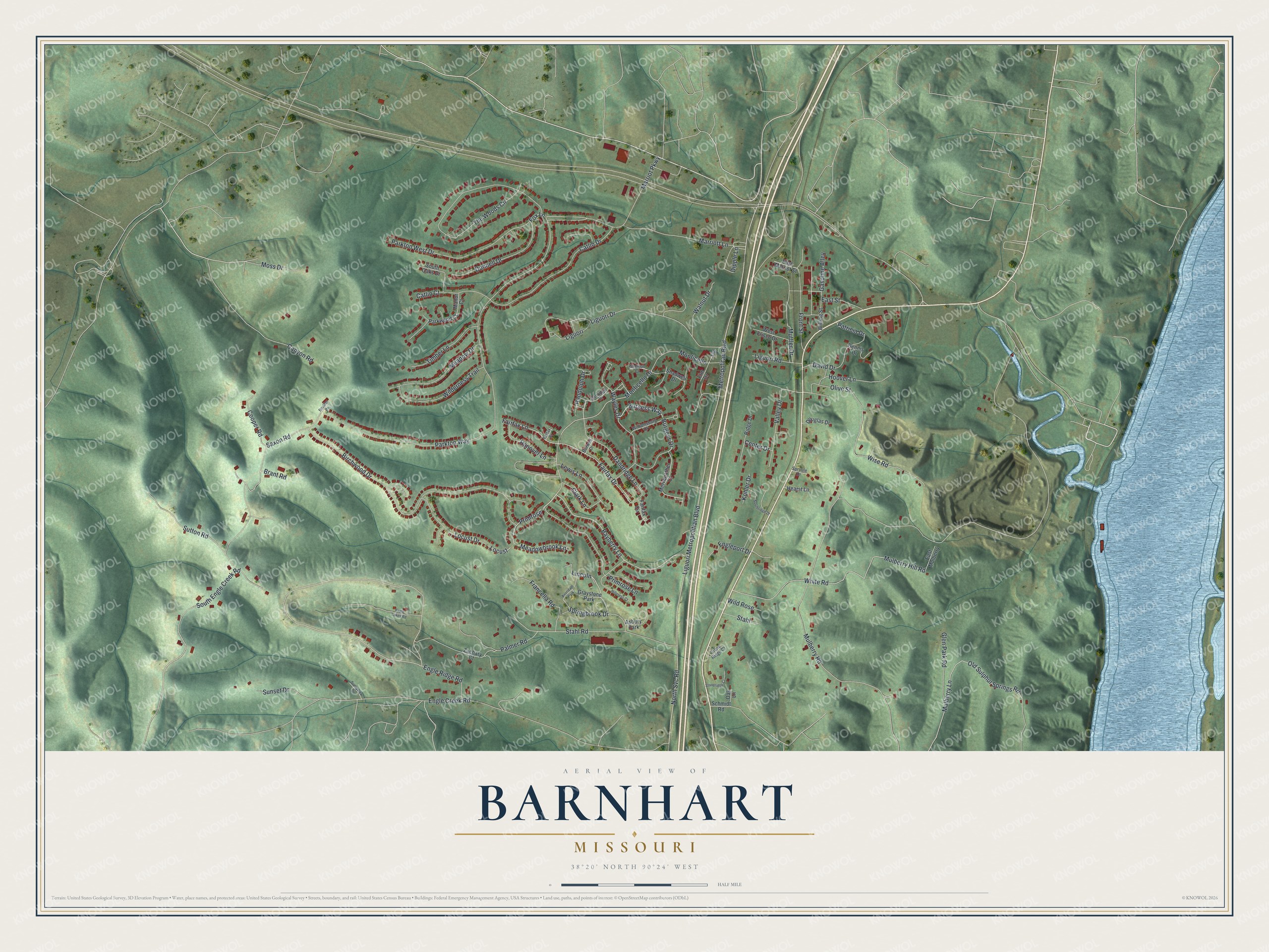 Watermarked full-map preview of Barnhart, Missouri