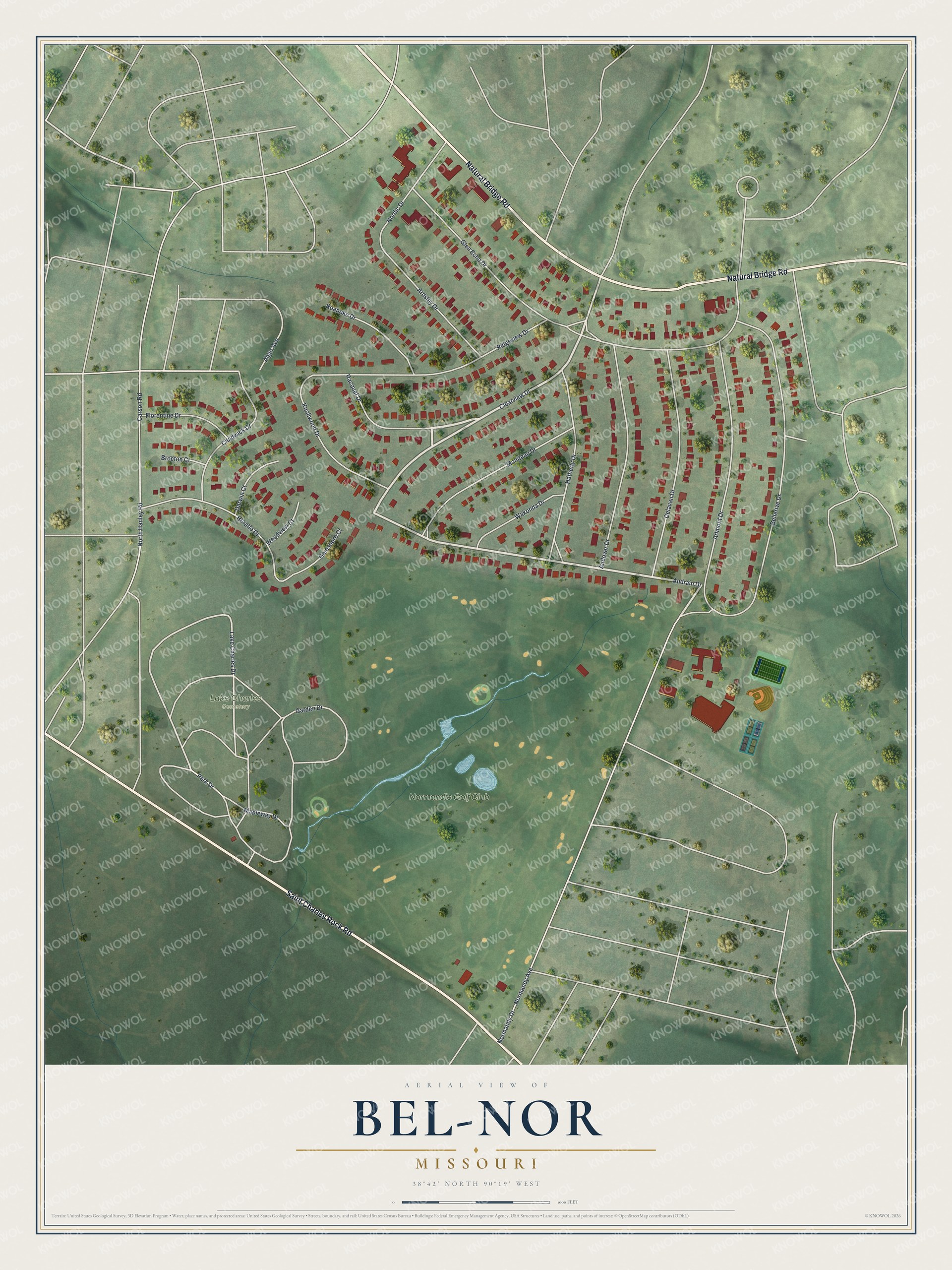 Watermarked full-map preview of Bel-Nor, Missouri