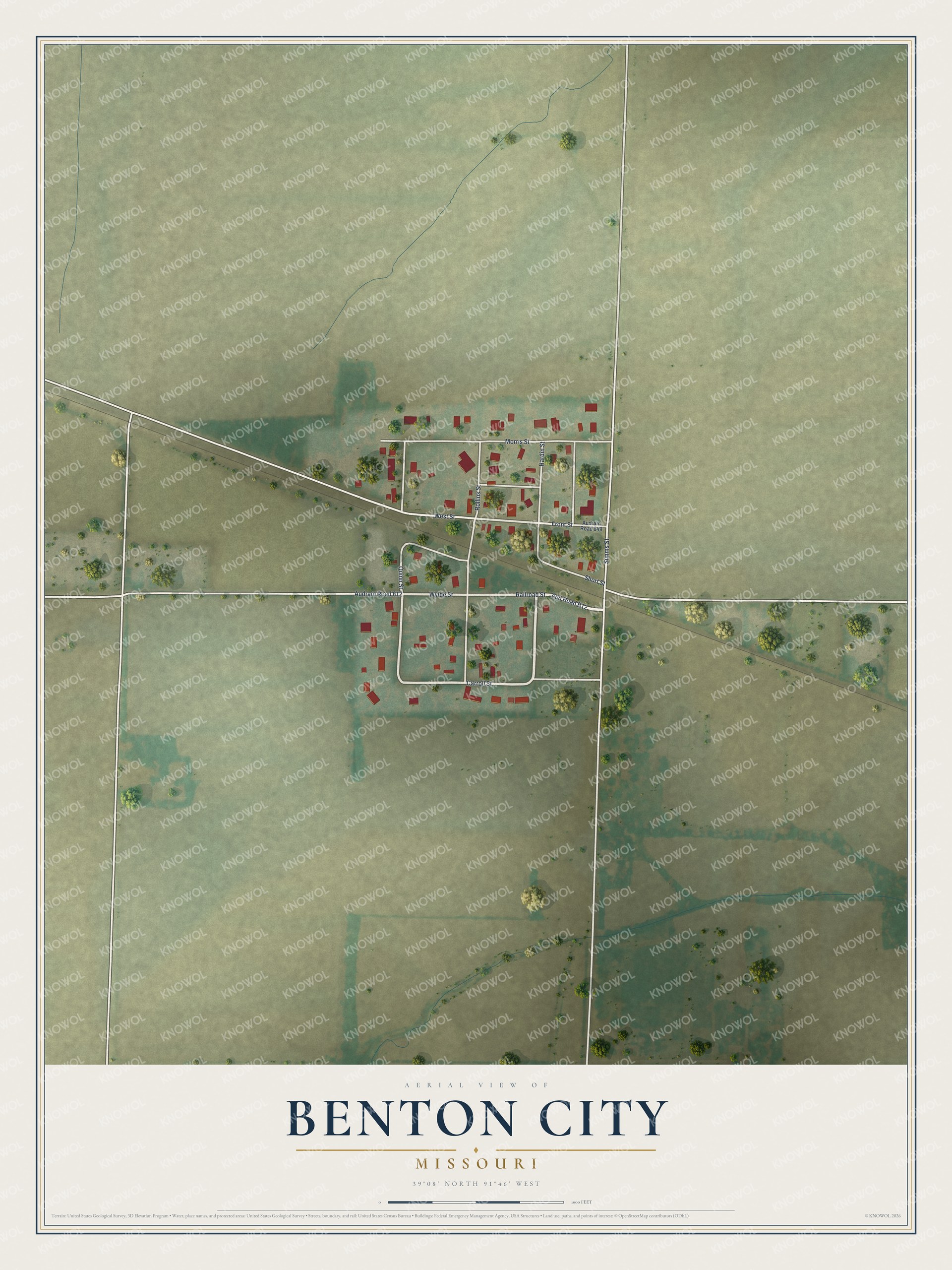 Watermarked full-map preview of Benton City, Missouri