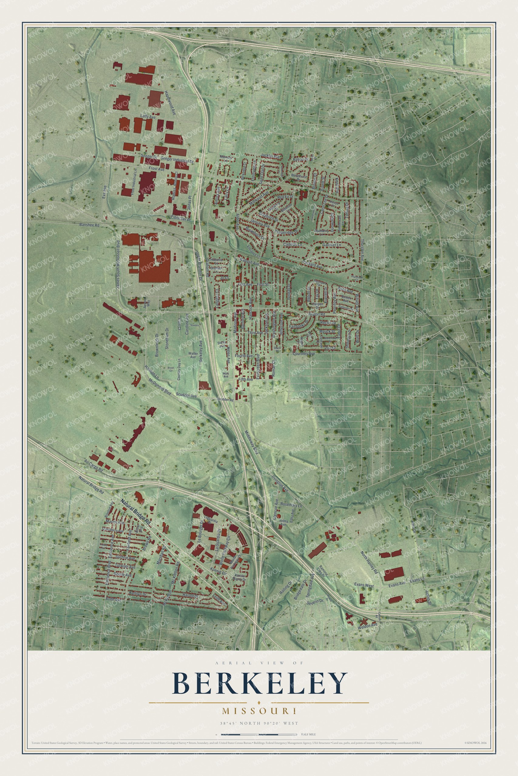 Watermarked full-map preview of Berkeley, Missouri