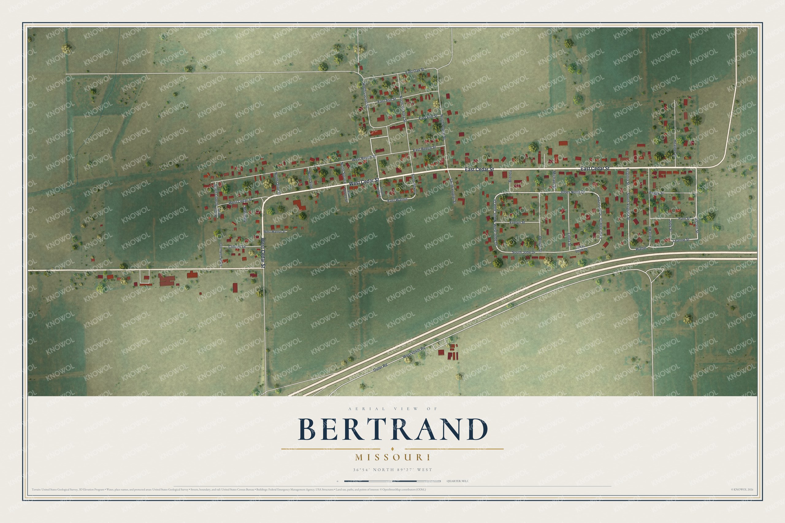 Watermarked full-map preview of Bertrand, Missouri