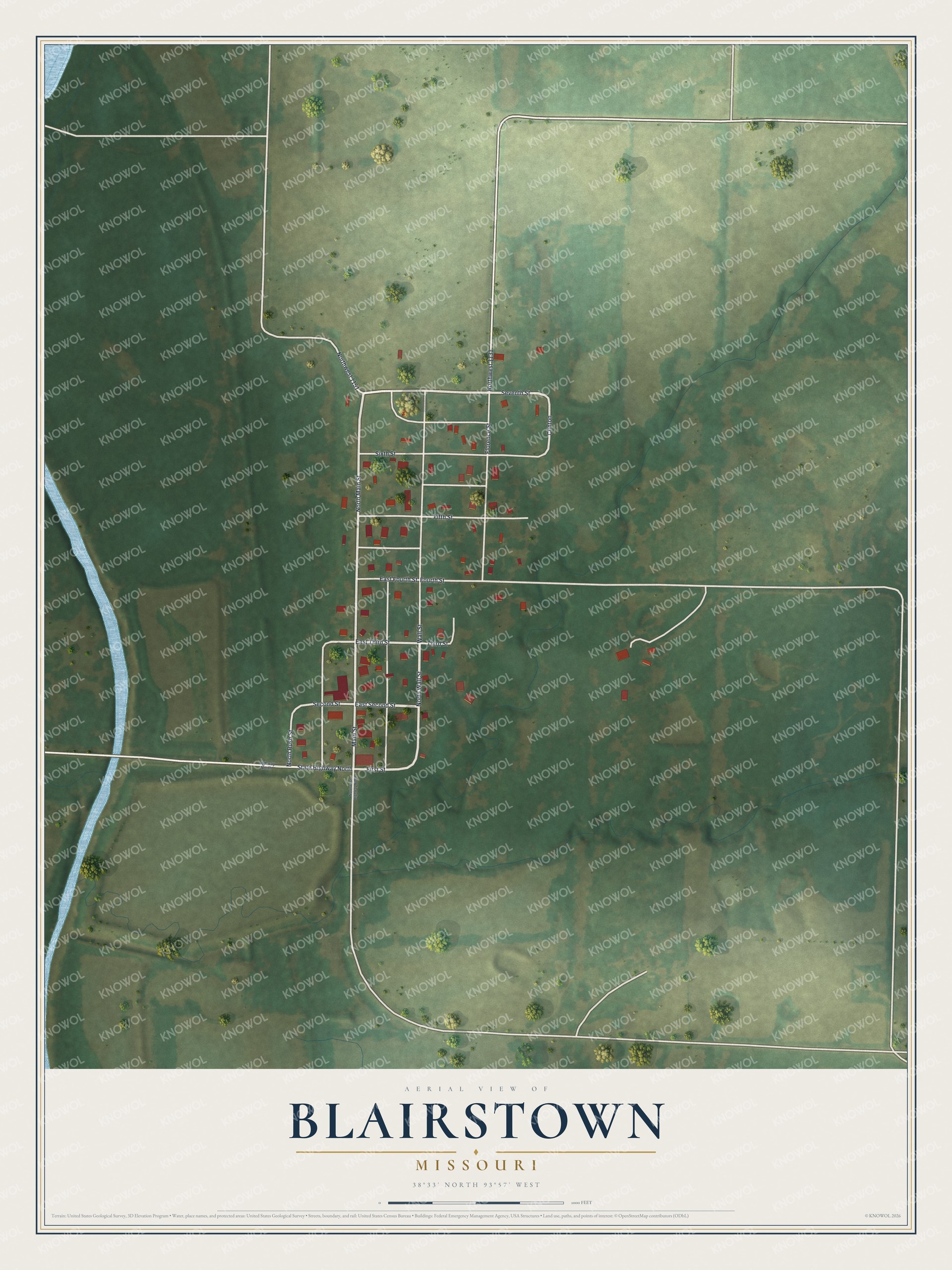 Watermarked full-map preview of Blairstown, Missouri