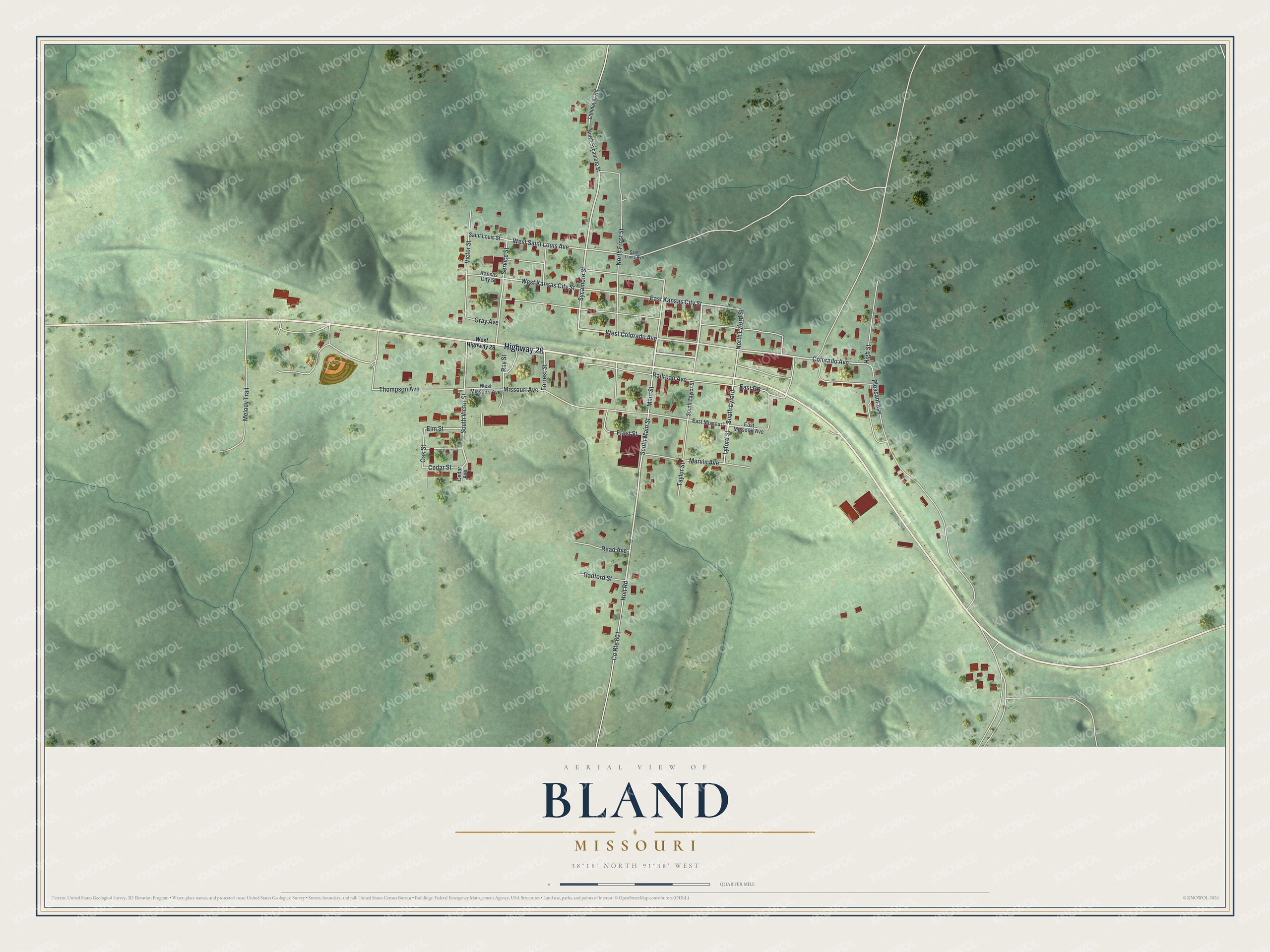 Watermarked full-map preview of Bland, Missouri