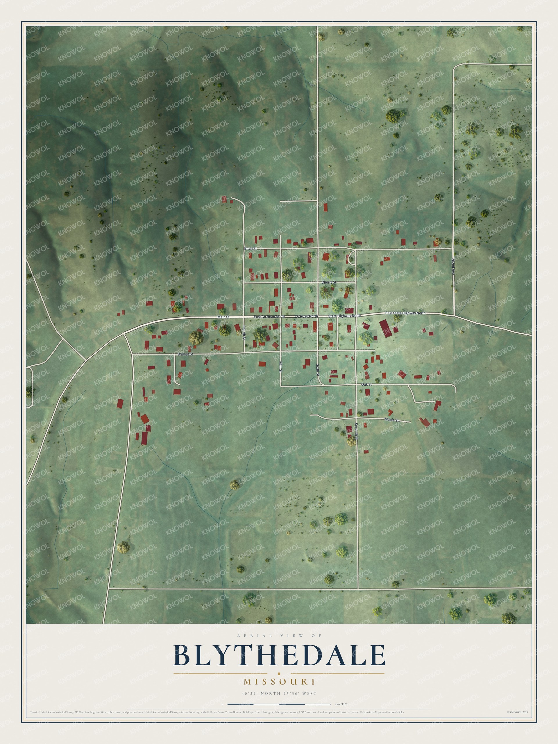 Watermarked full-map preview of Blythedale, Missouri