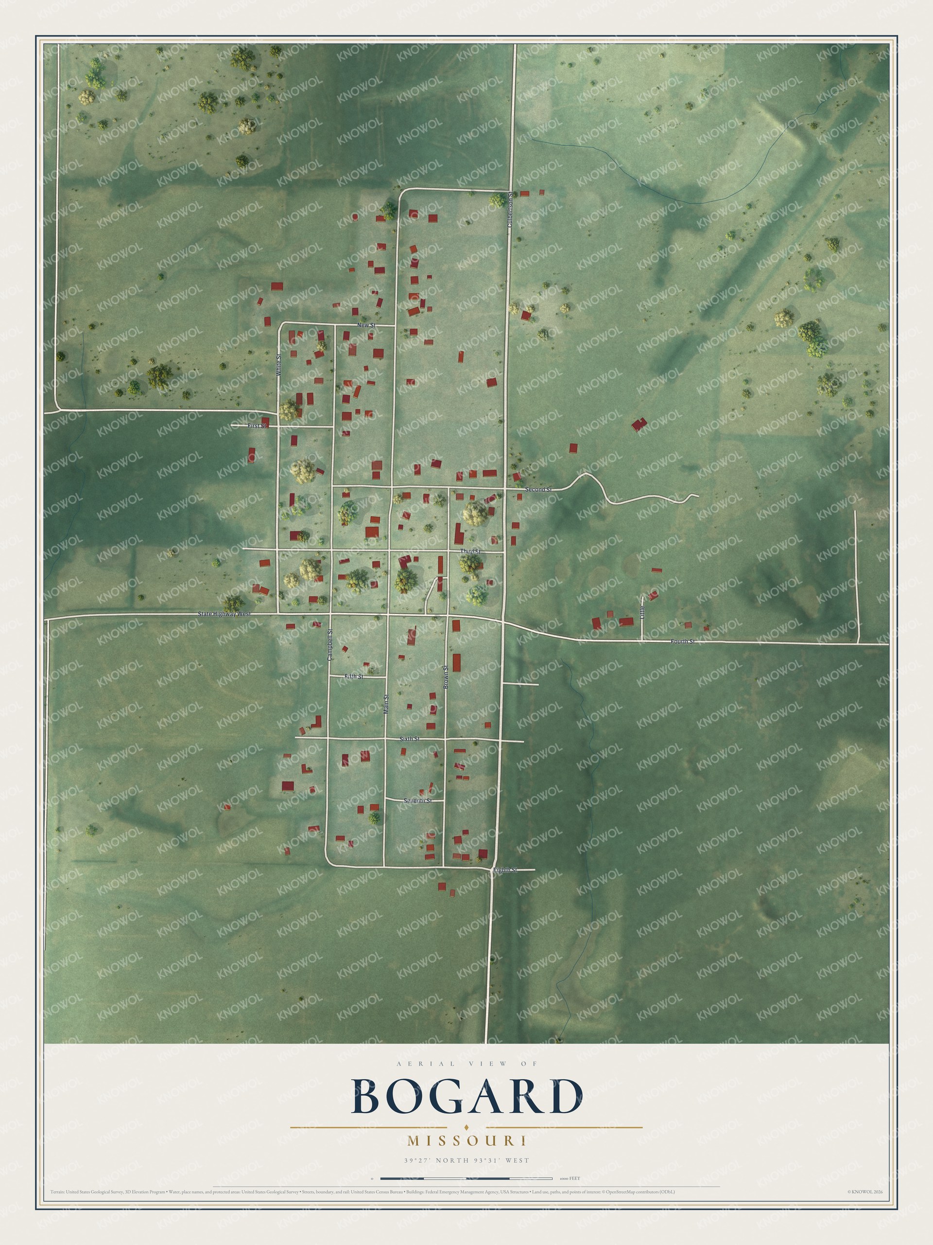 Watermarked full-map preview of Bogard, Missouri