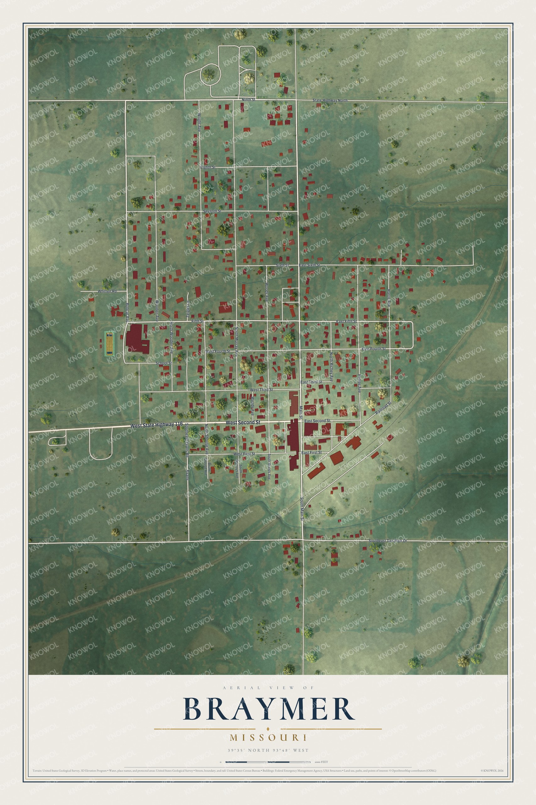 Watermarked full-map preview of Braymer, Missouri