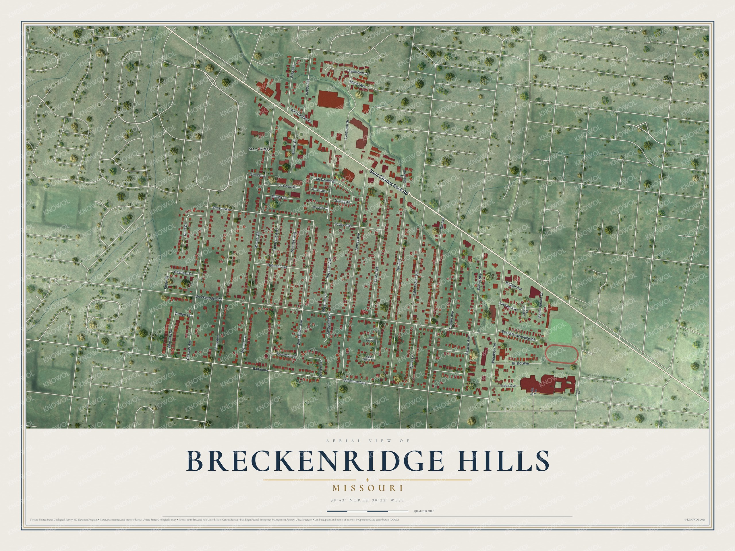 Watermarked full-map preview of Breckenridge Hills, Missouri