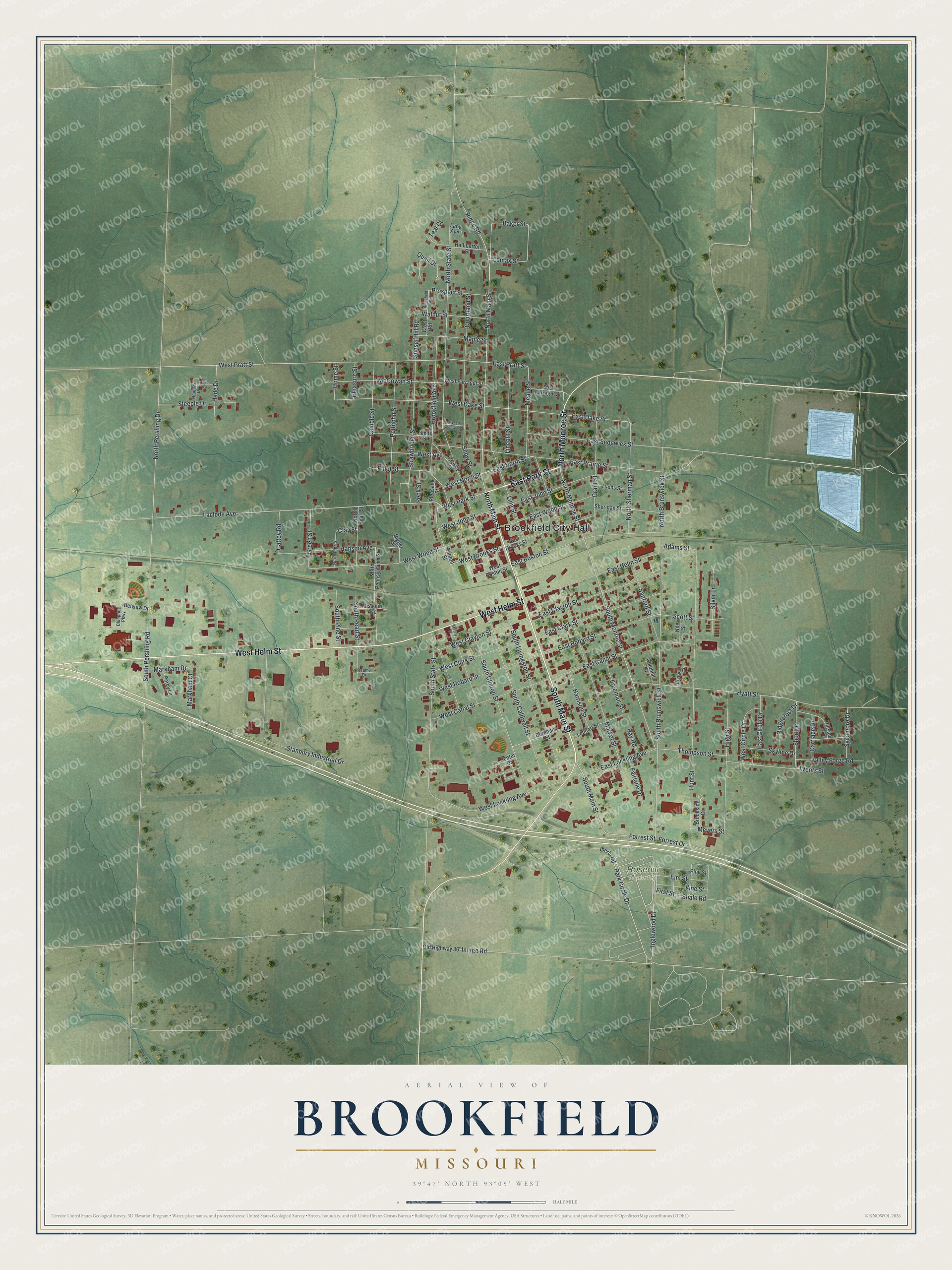 Watermarked full-map preview of Brookfield, Missouri