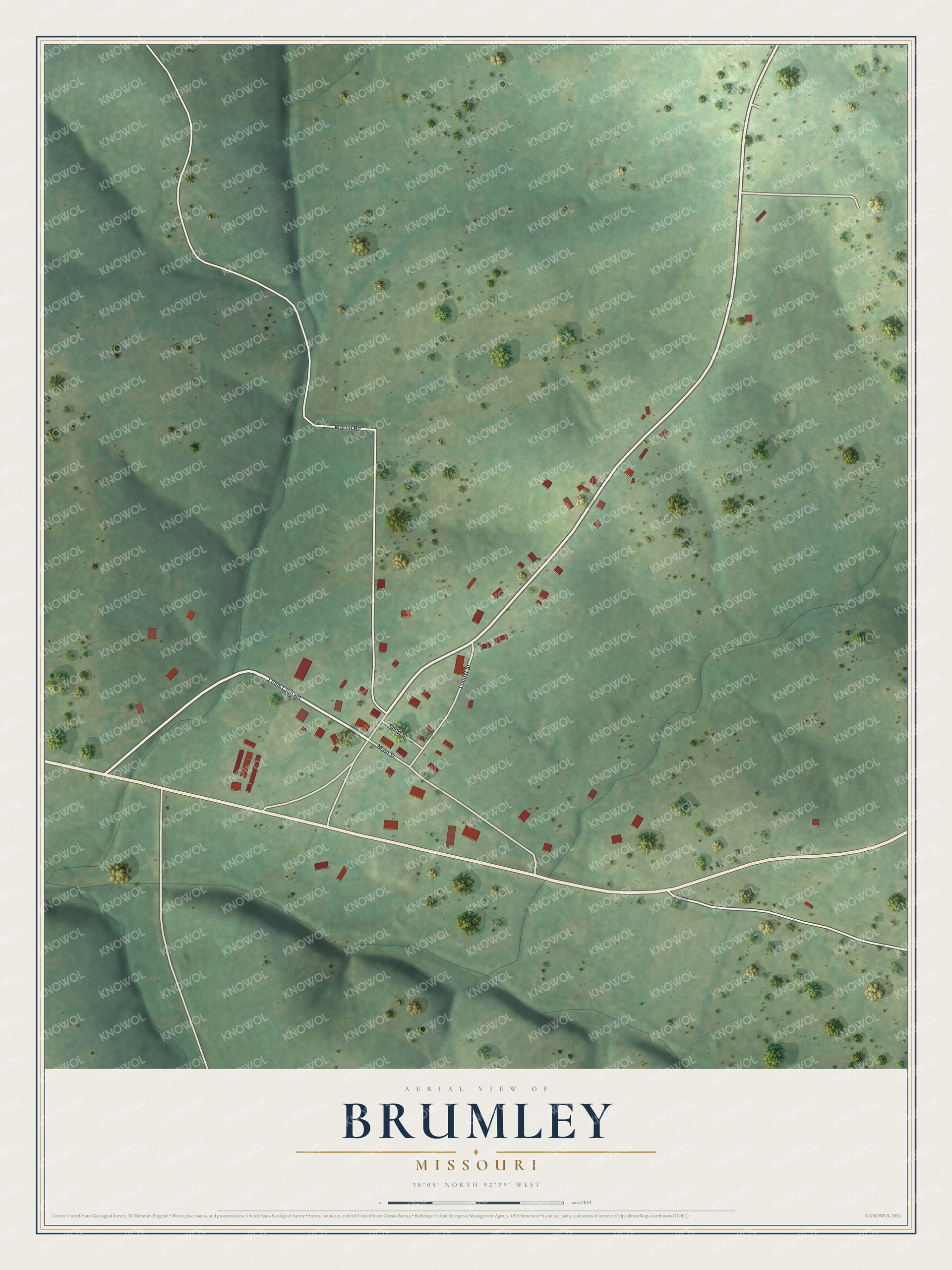 Watermarked full-map preview of Brumley, Missouri