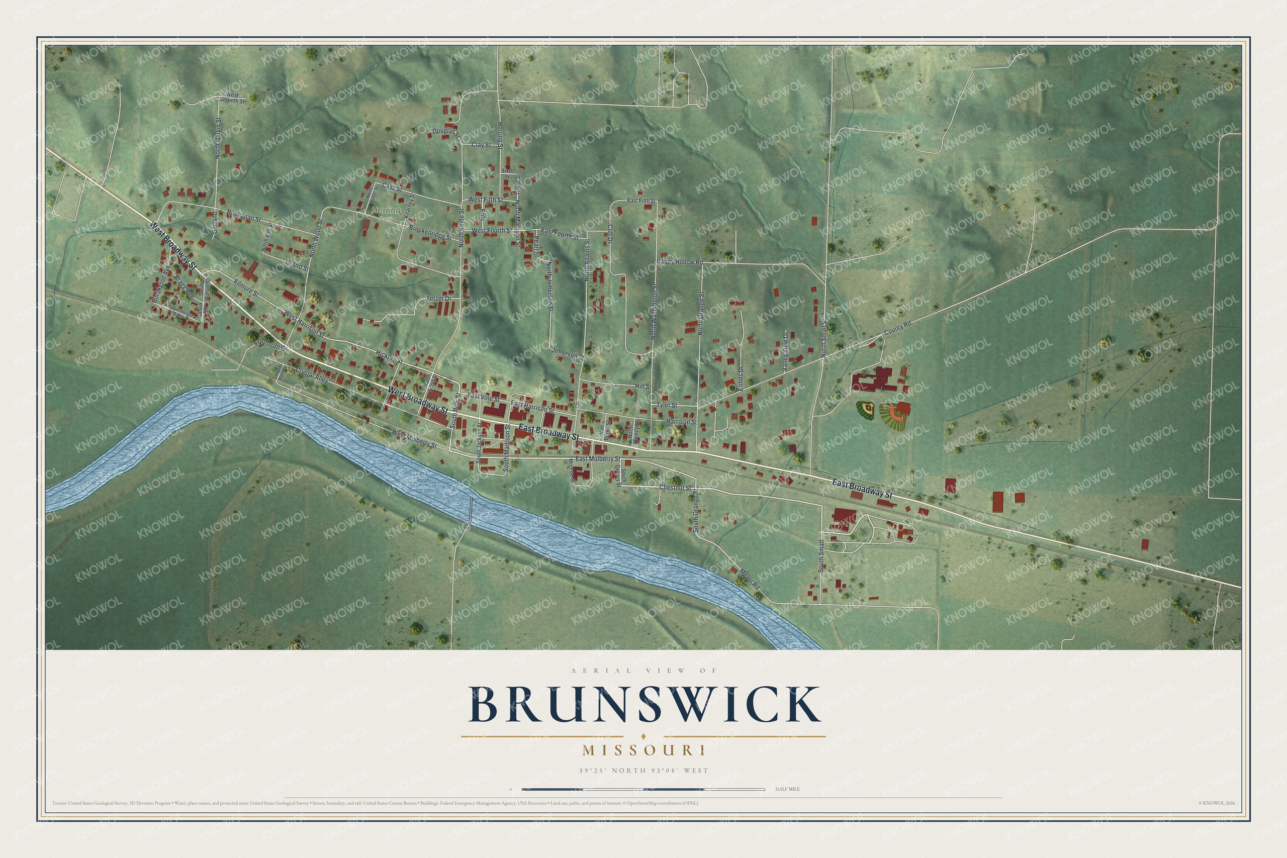 Watermarked full-map preview of Brunswick, Missouri