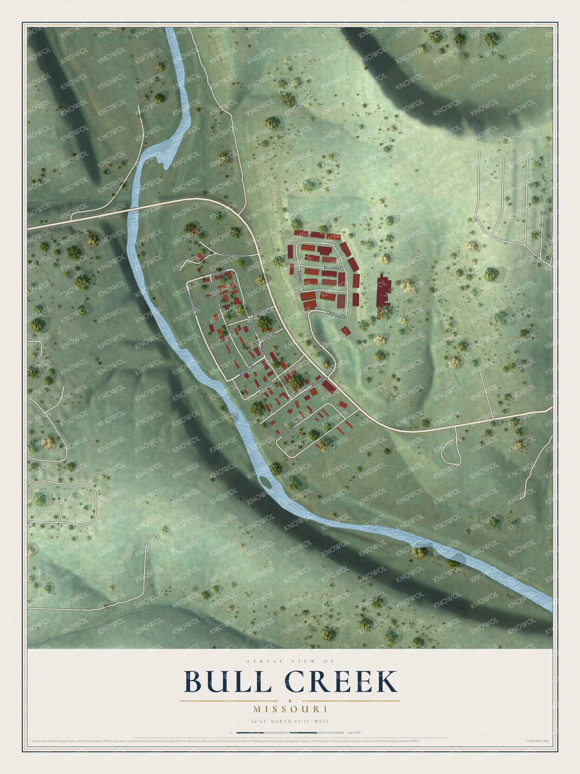 Watermarked full-map preview of Bull Creek, Missouri