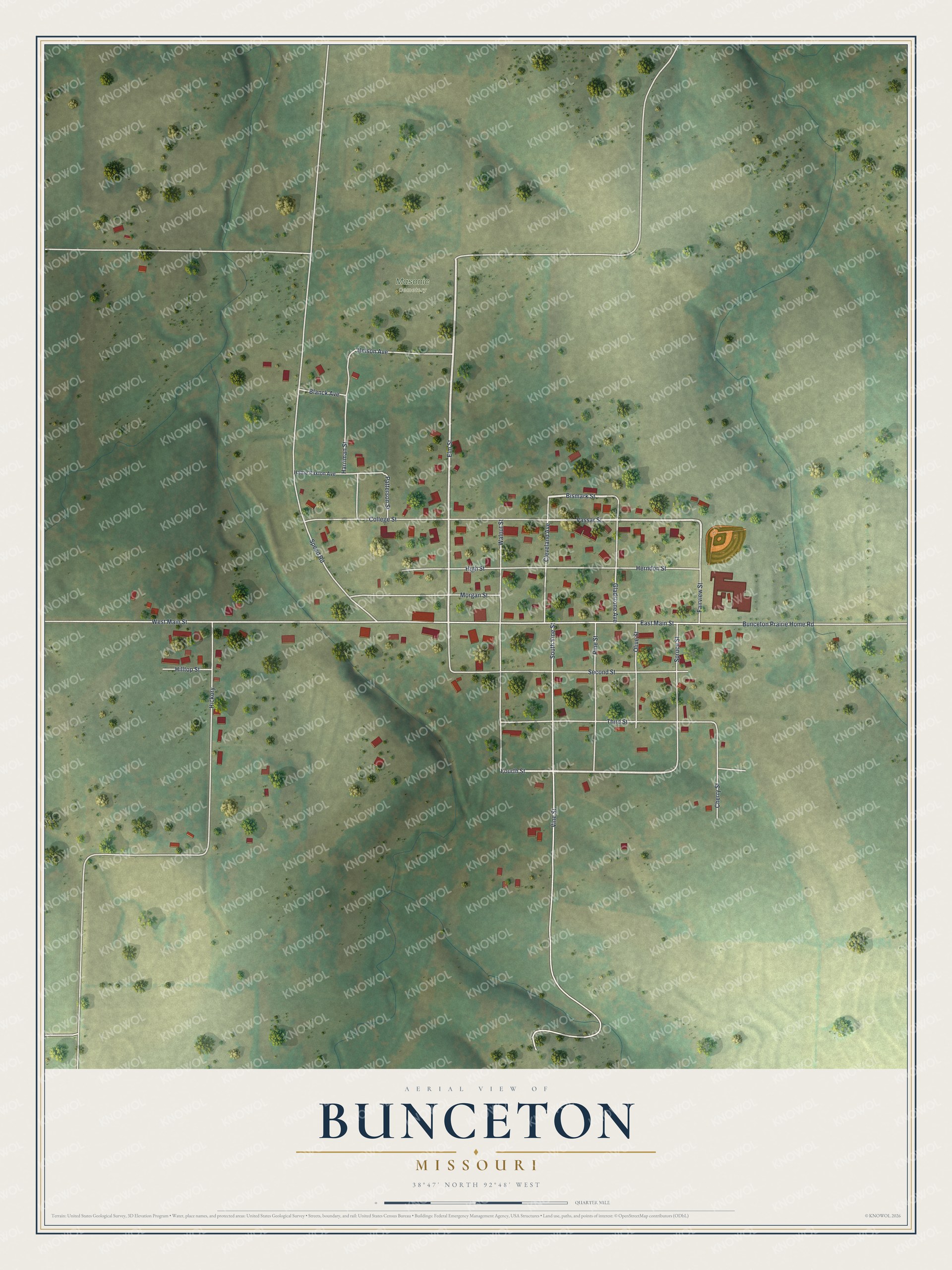 Watermarked full-map preview of Bunceton, Missouri