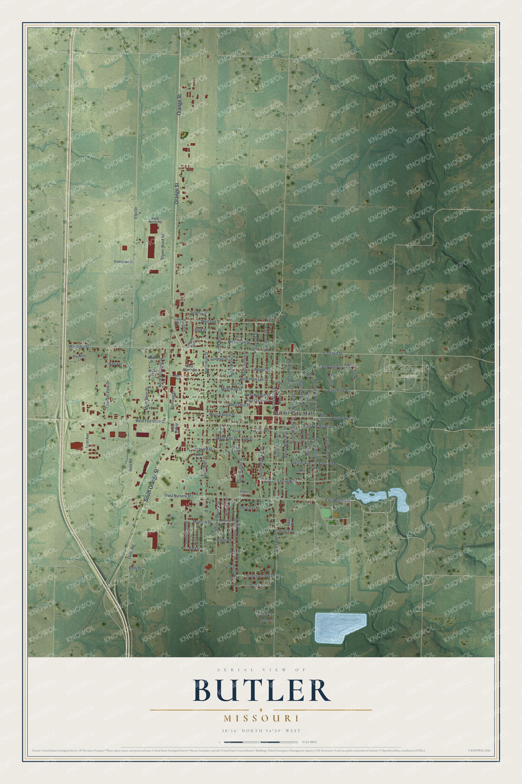 Watermarked full-map preview of Butler, Missouri