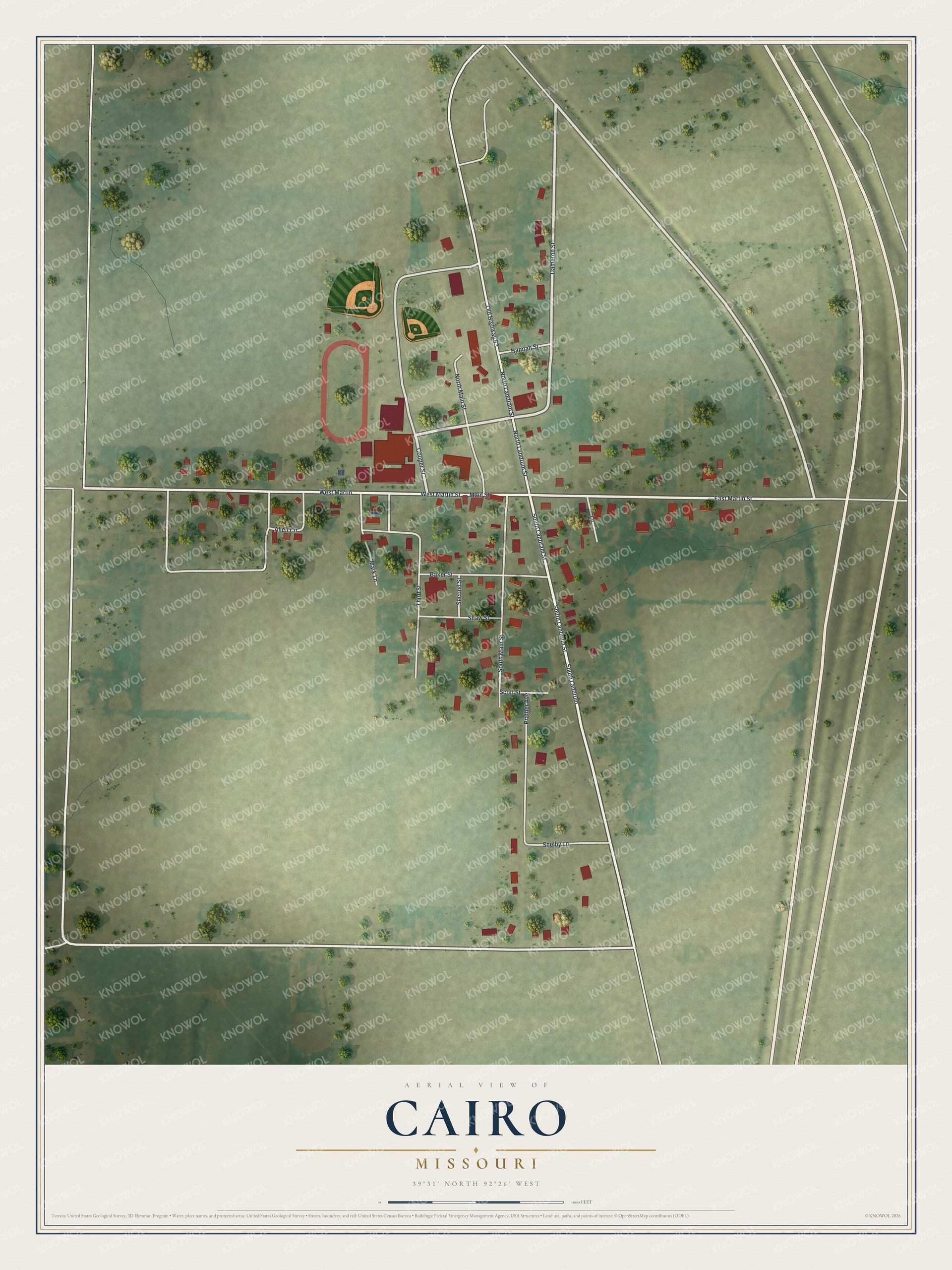 Watermarked full-map preview of Cairo, Missouri