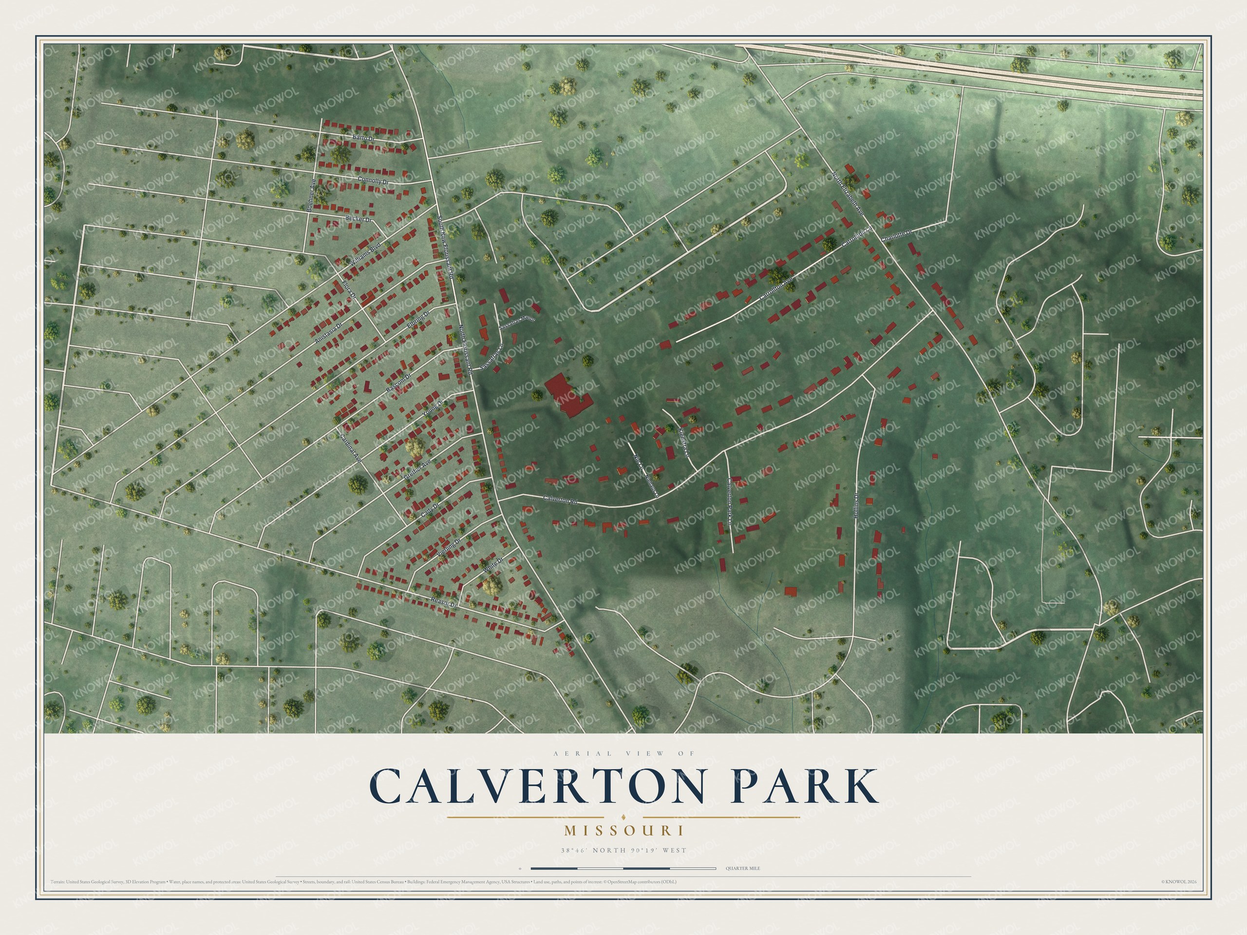 Watermarked full-map preview of Calverton Park, Missouri