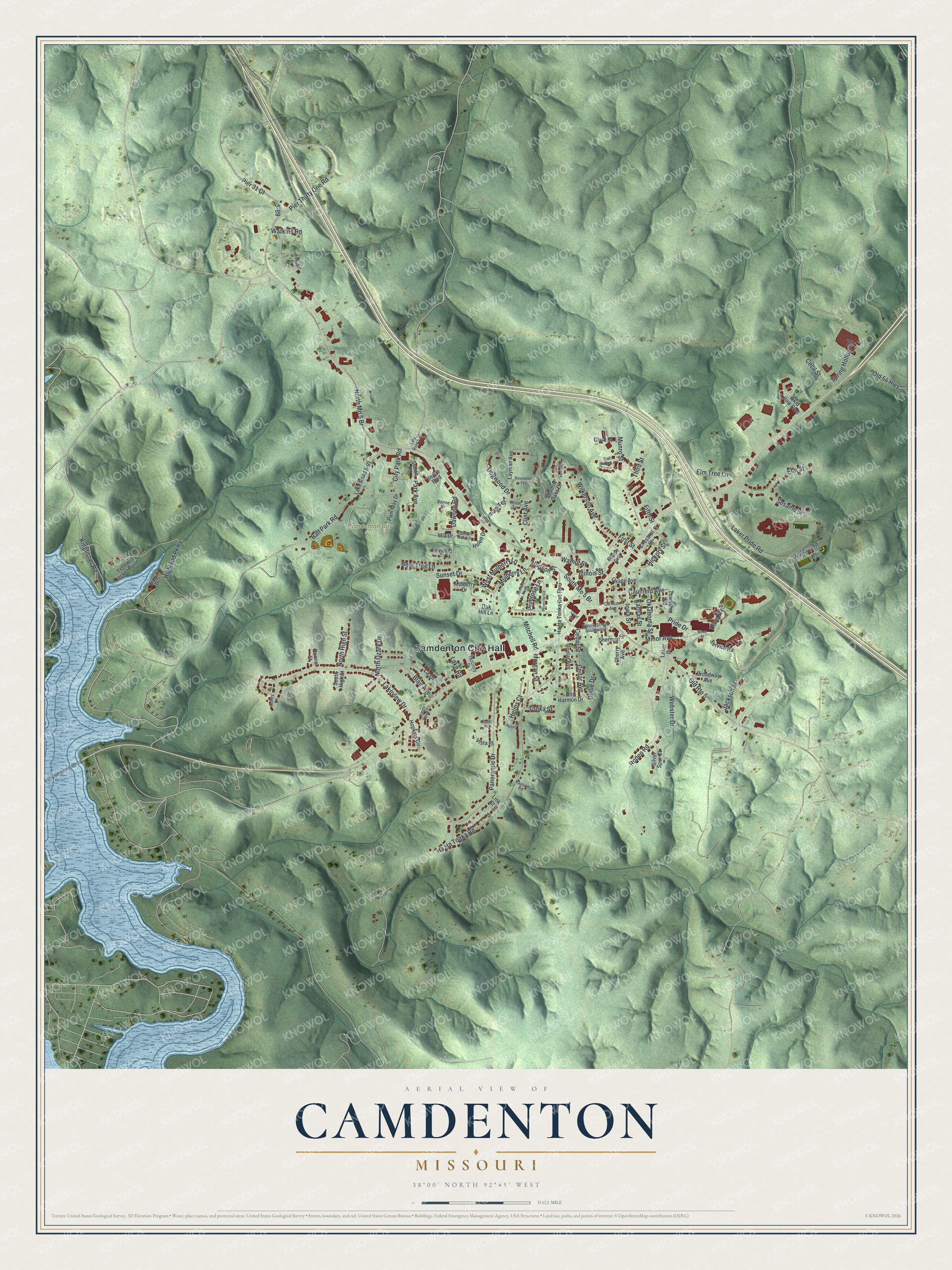 Watermarked full-map preview of Camdenton, Missouri