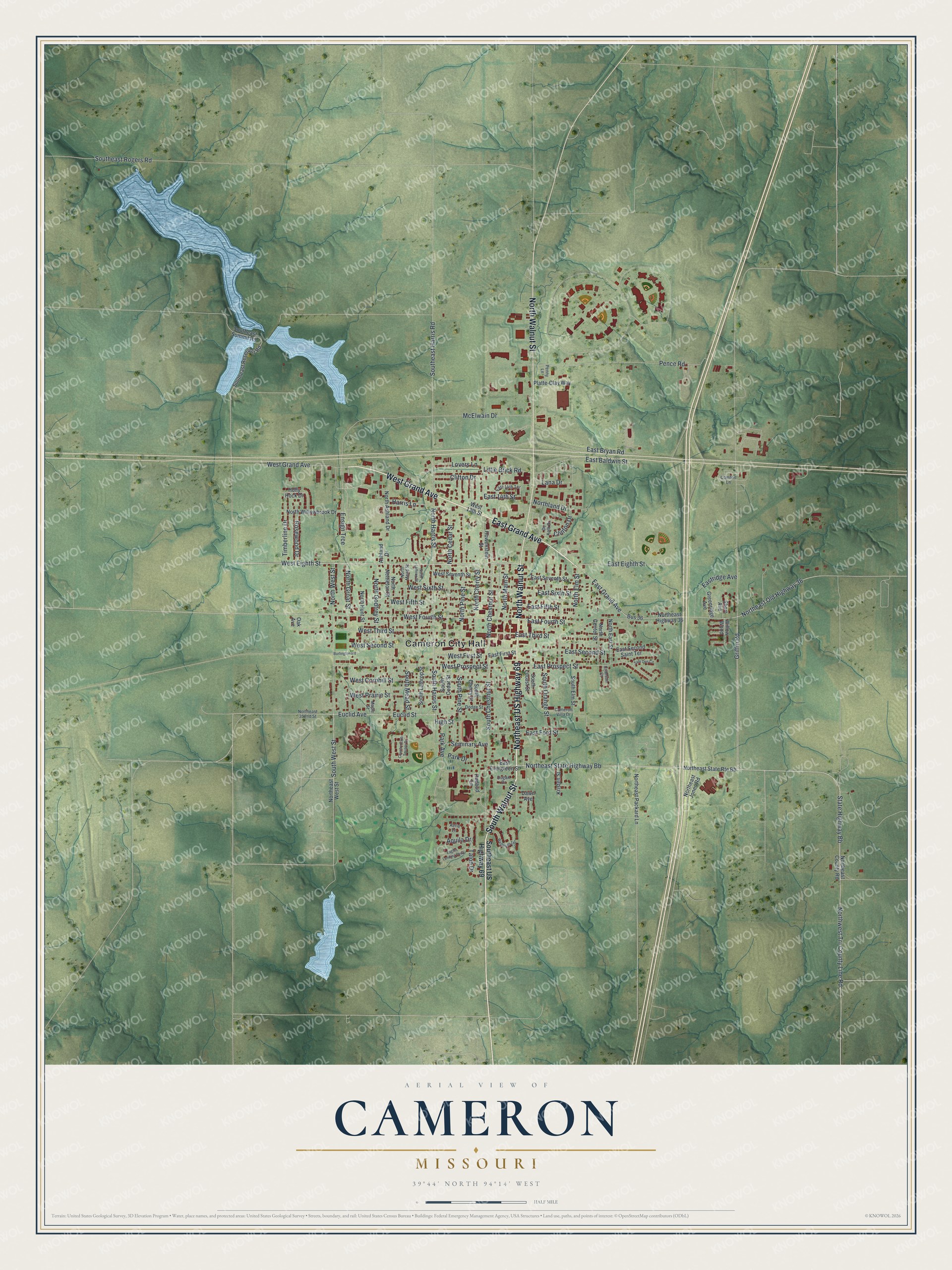 Watermarked full-map preview of Cameron, Missouri