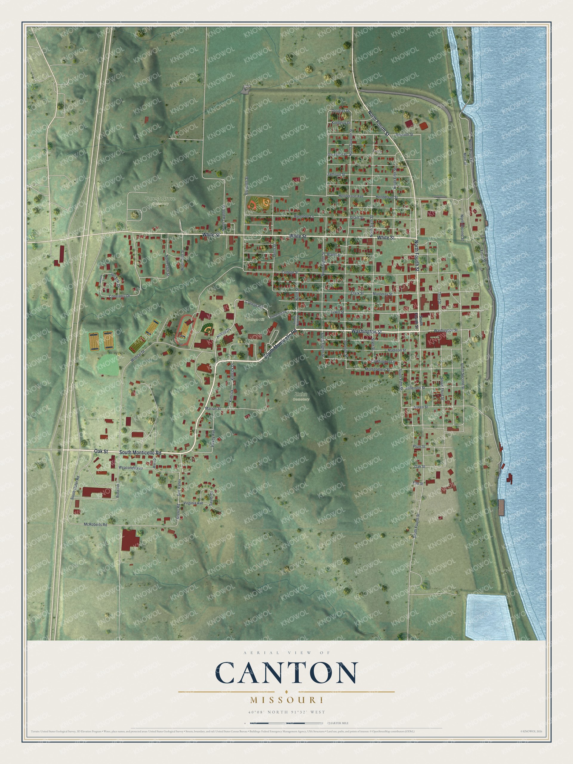 Watermarked full-map preview of Canton, Missouri