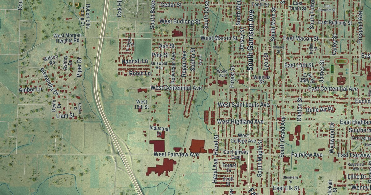 Map of Carthage, Missouri in 2026