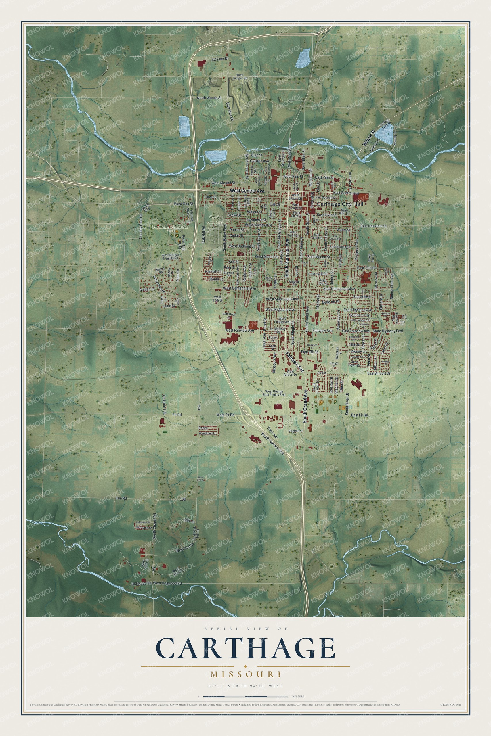 Watermarked full-map preview of Carthage, Missouri