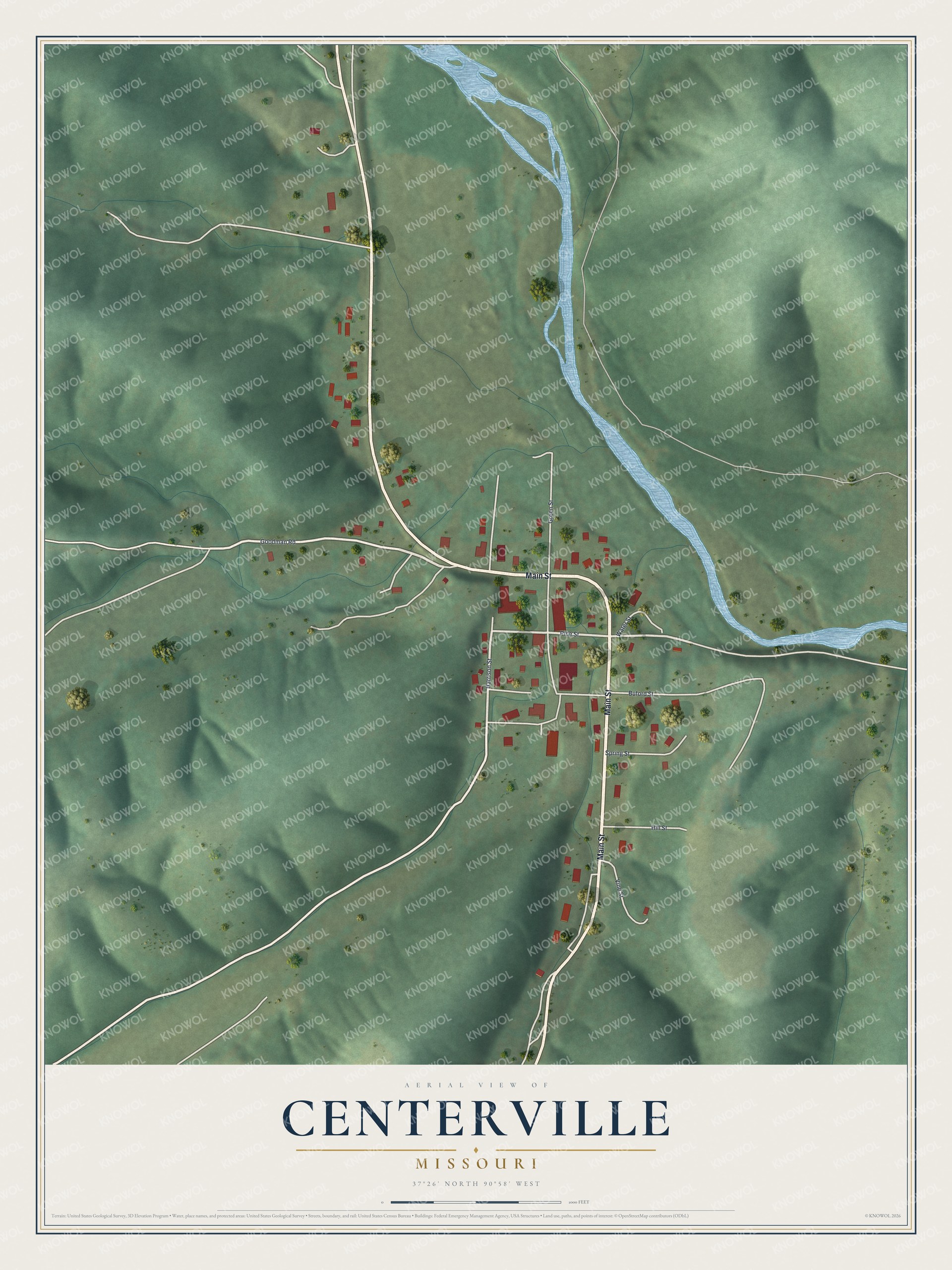 Watermarked full-map preview of Centerville, Missouri