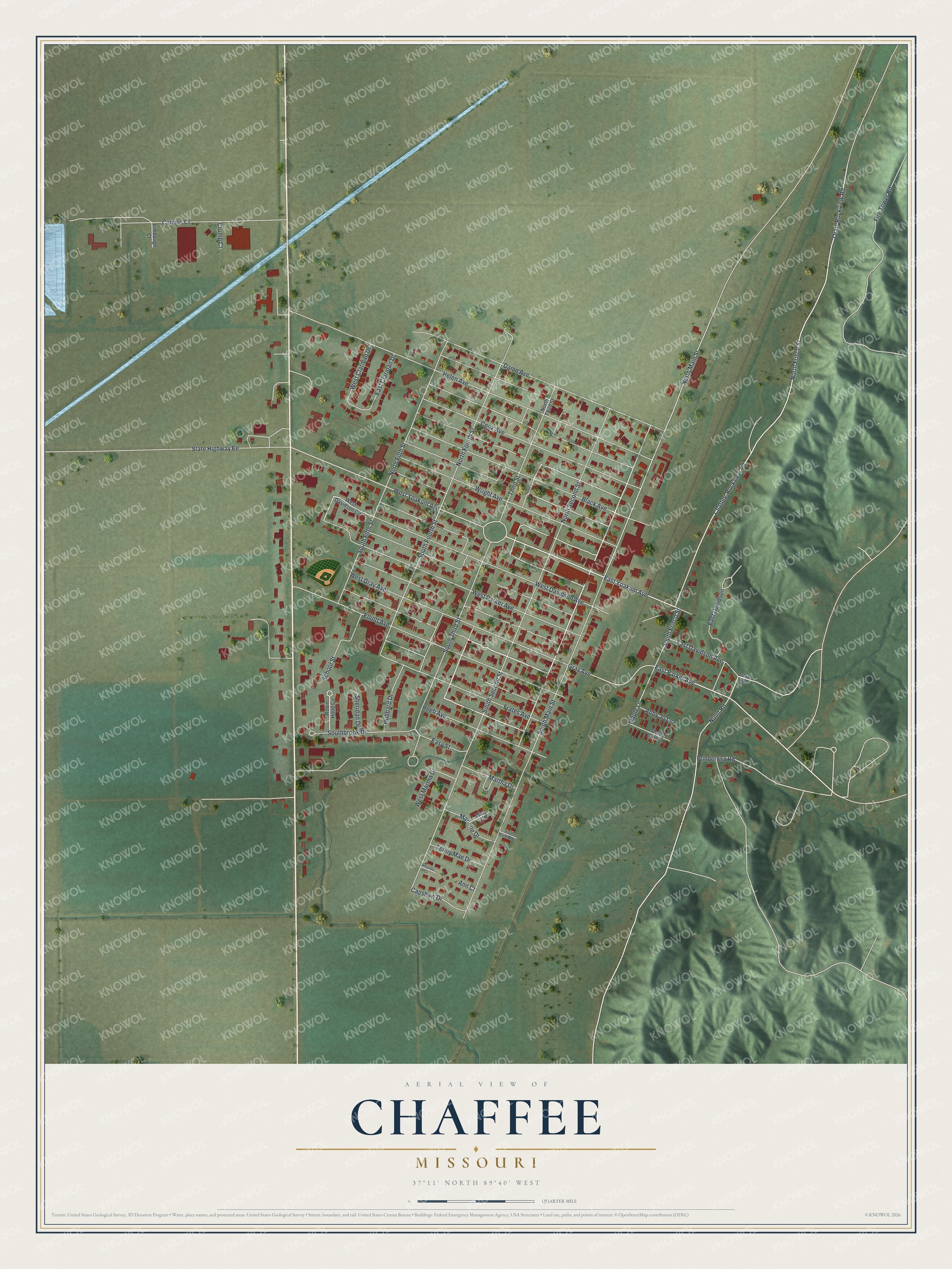 Watermarked full-map preview of Chaffee, Missouri