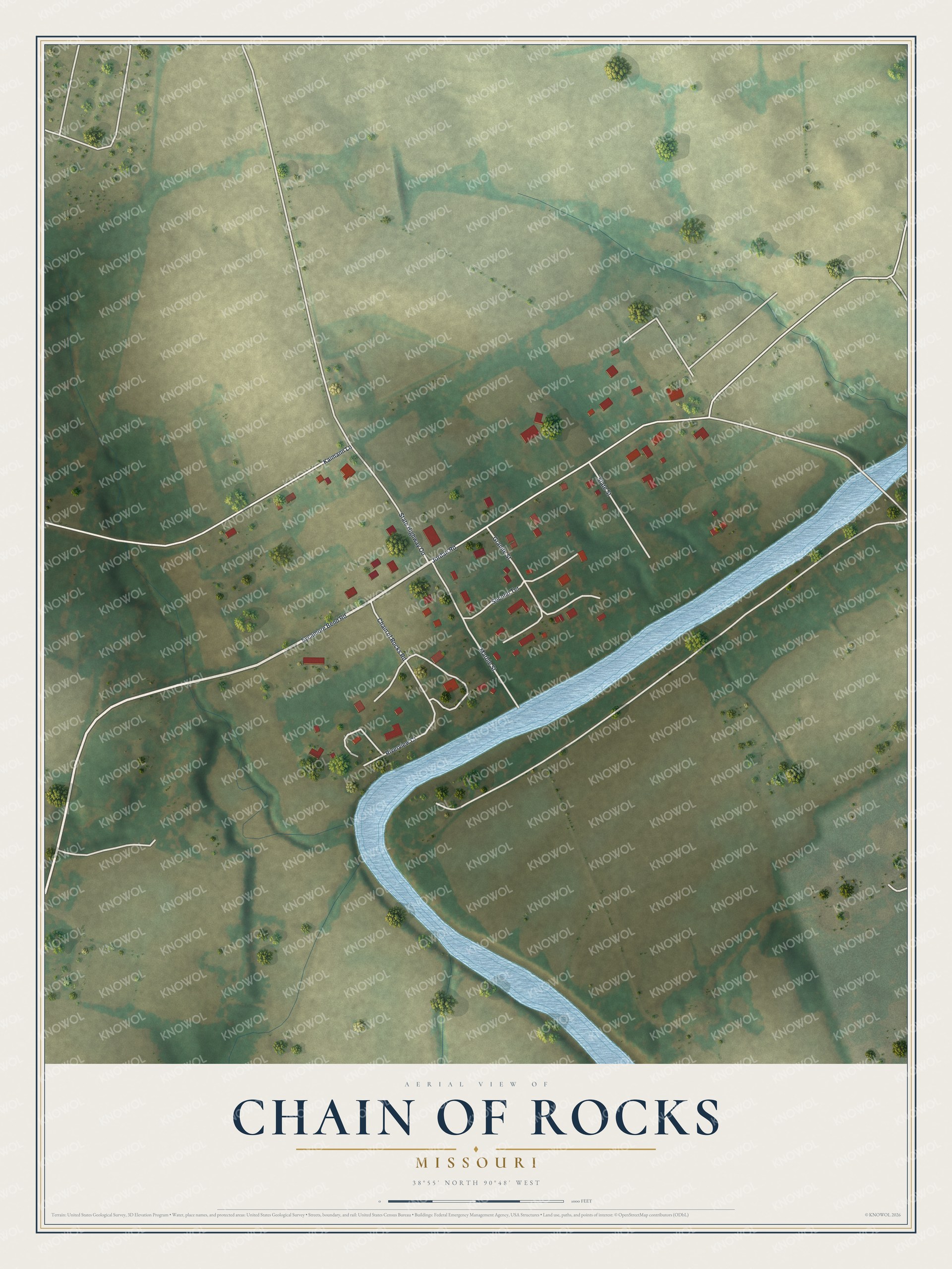 Watermarked full-map preview of Chain of Rocks, Missouri
