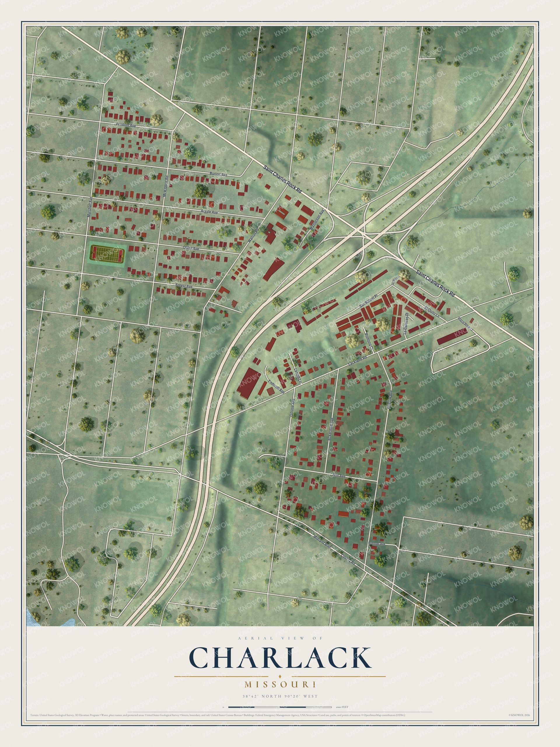 Watermarked full-map preview of Charlack, Missouri