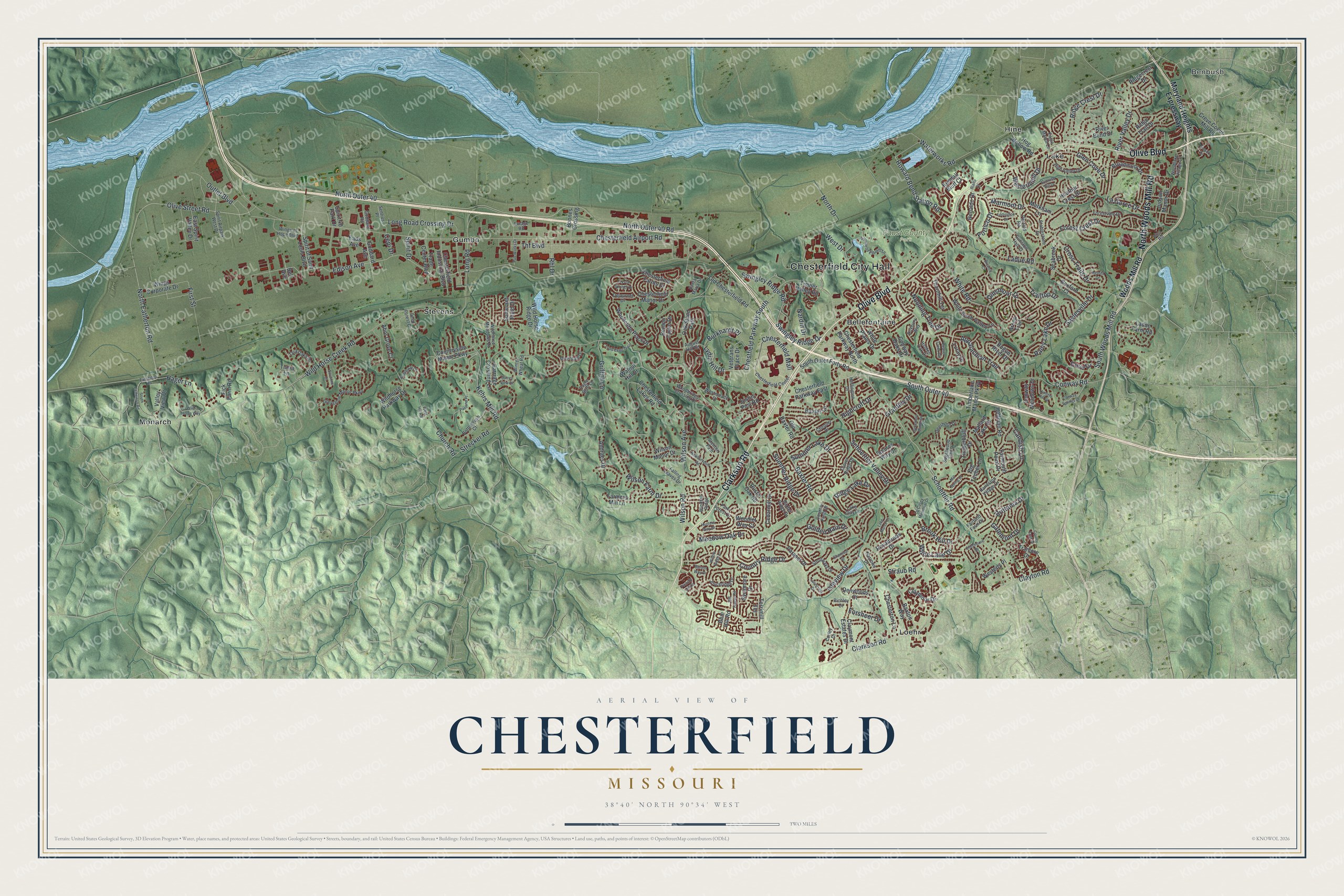 Watermarked full-map preview of Chesterfield, Missouri