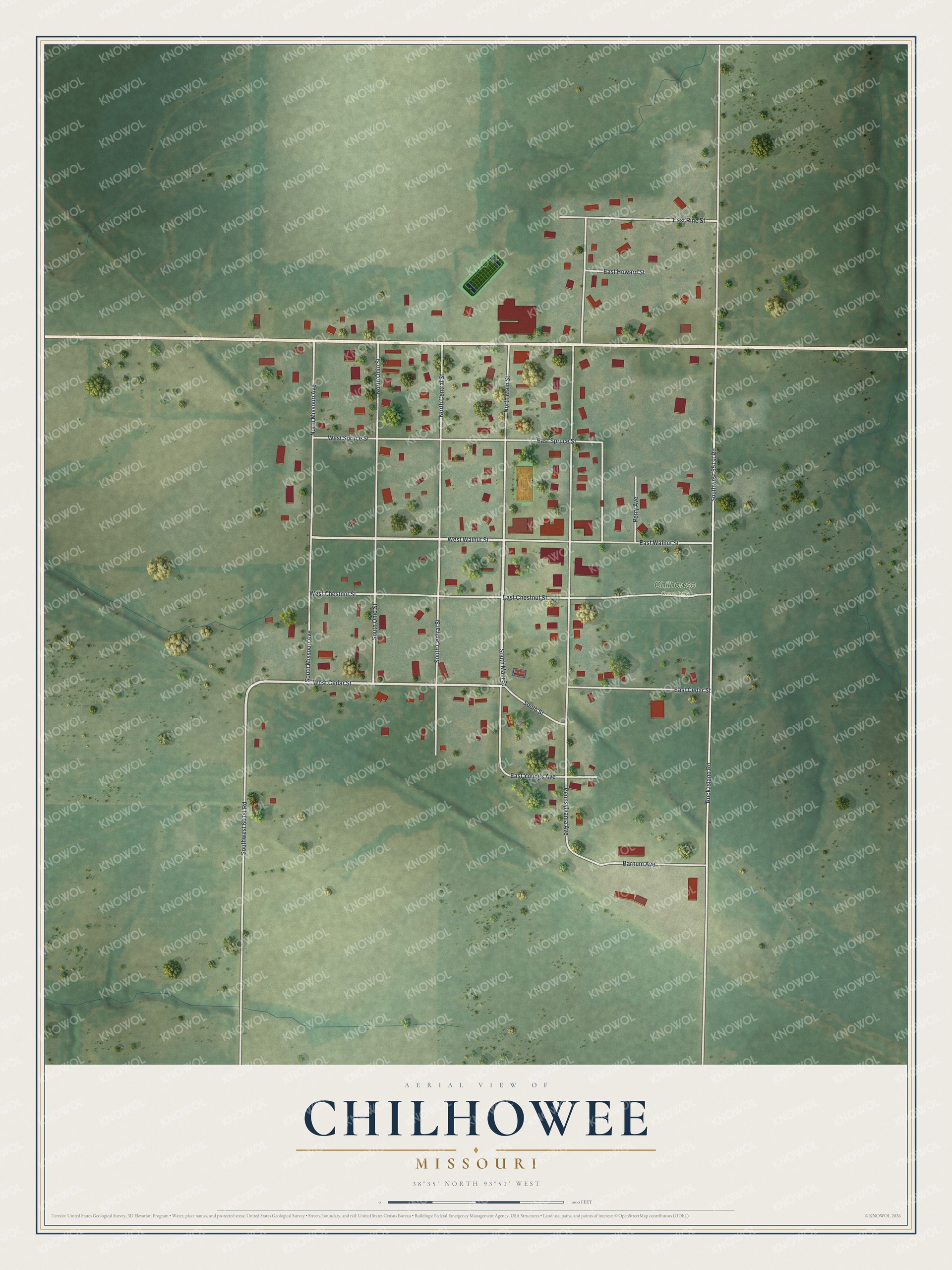 Watermarked full-map preview of Chilhowee, Missouri