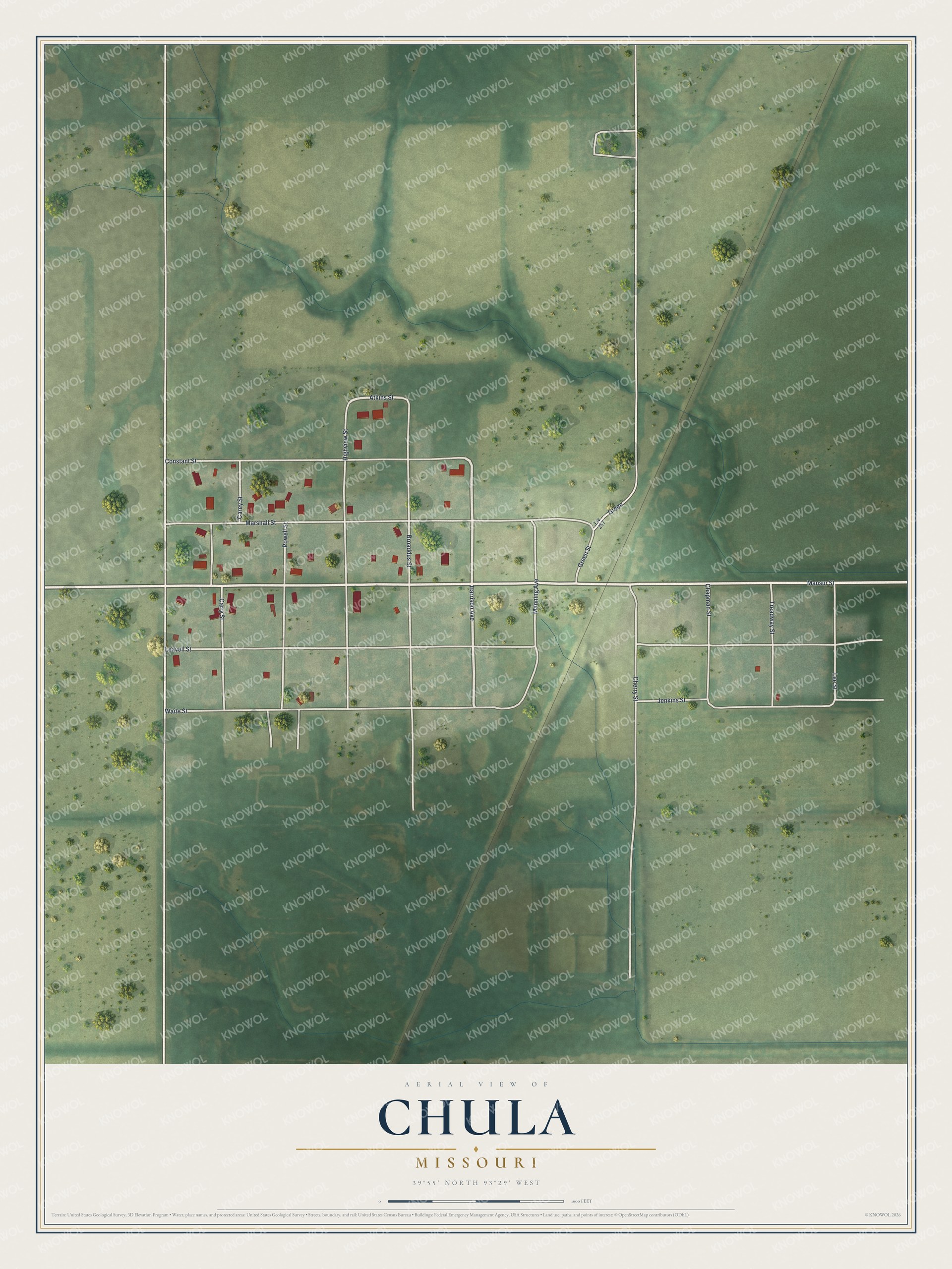 Watermarked full-map preview of Chula, Missouri