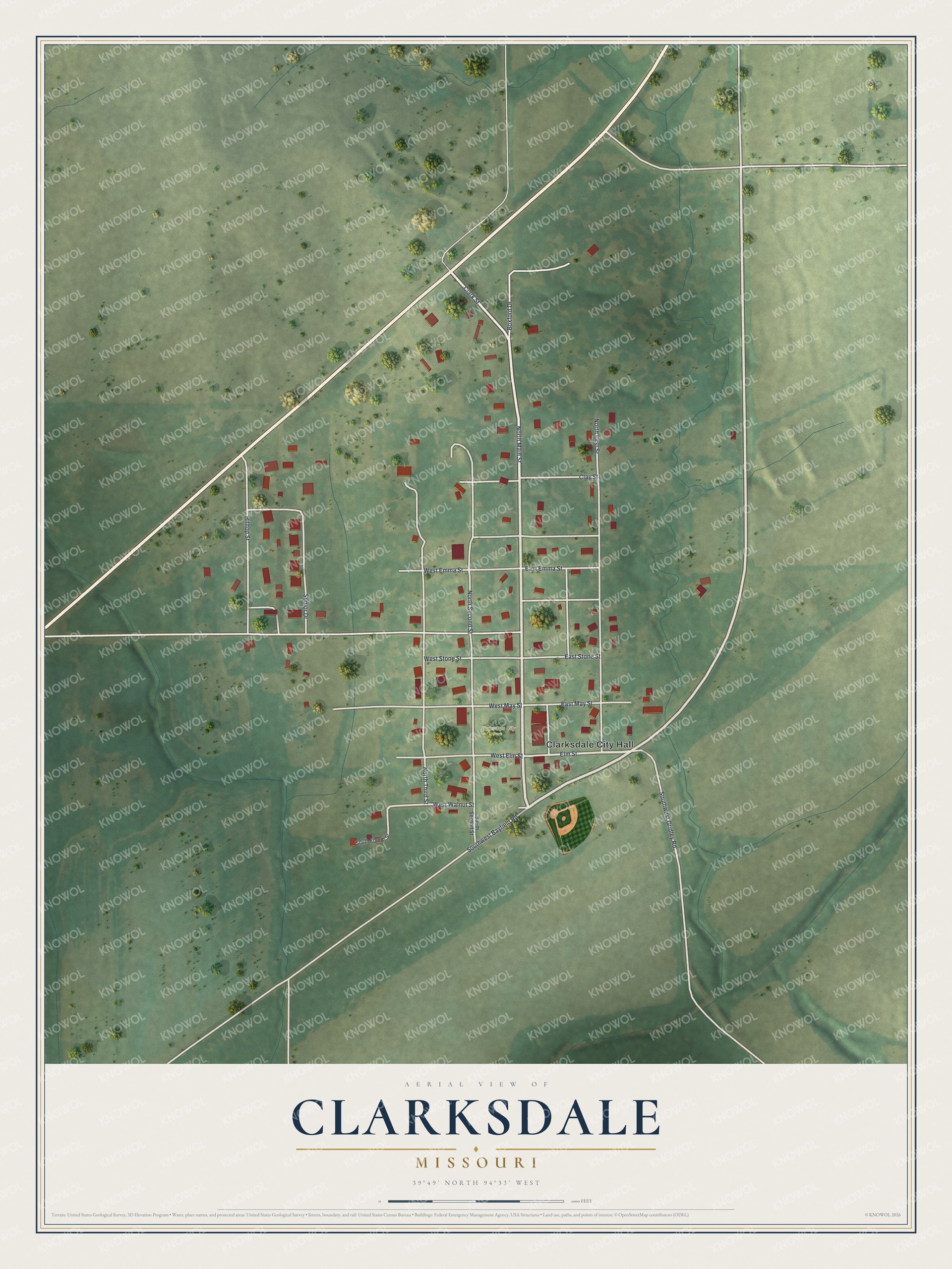 Watermarked full-map preview of Clarksdale, Missouri