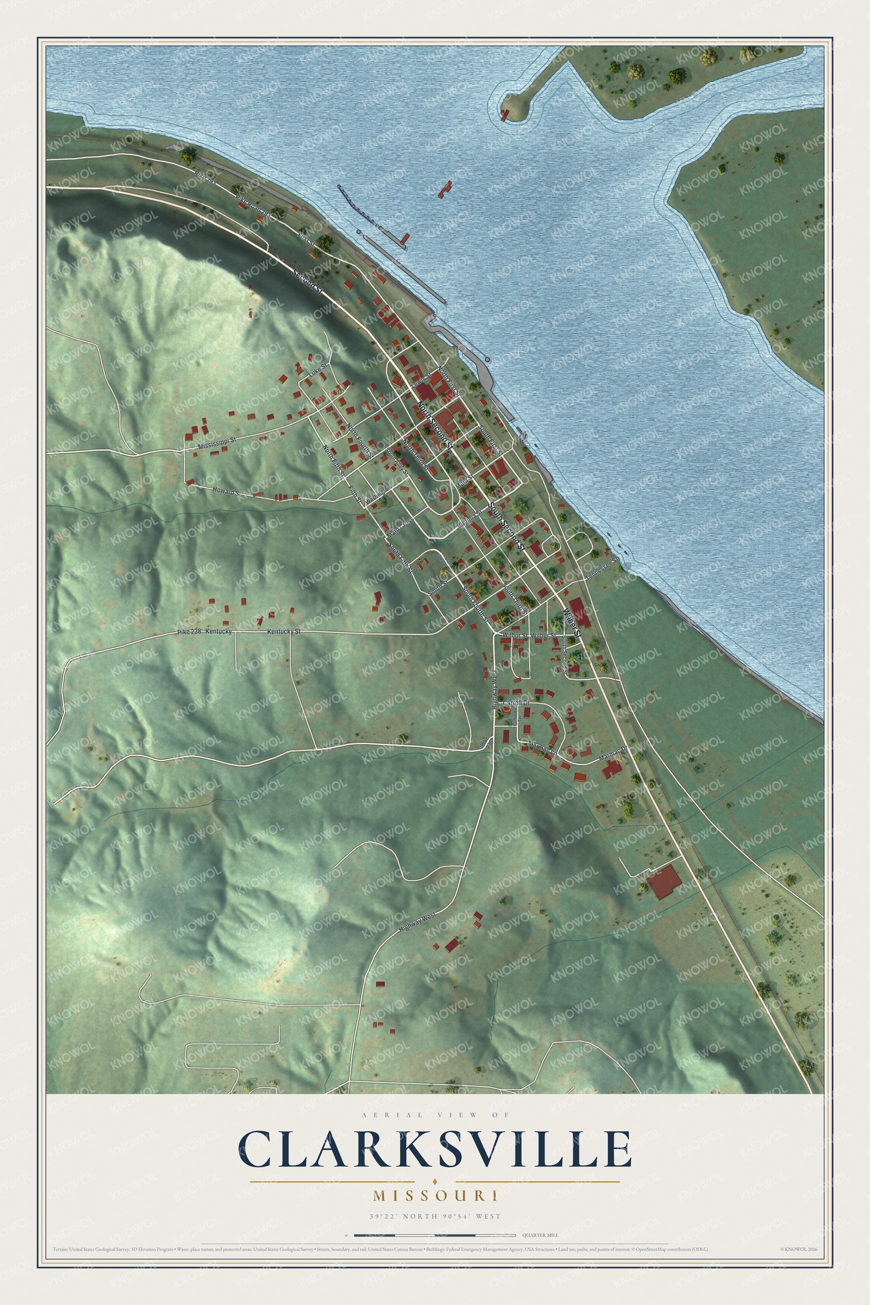 Watermarked full-map preview of Clarksville, Missouri