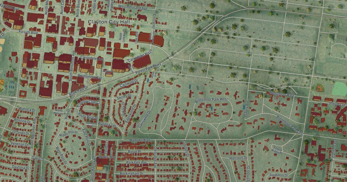 Map of Clayton, Missouri in 2026