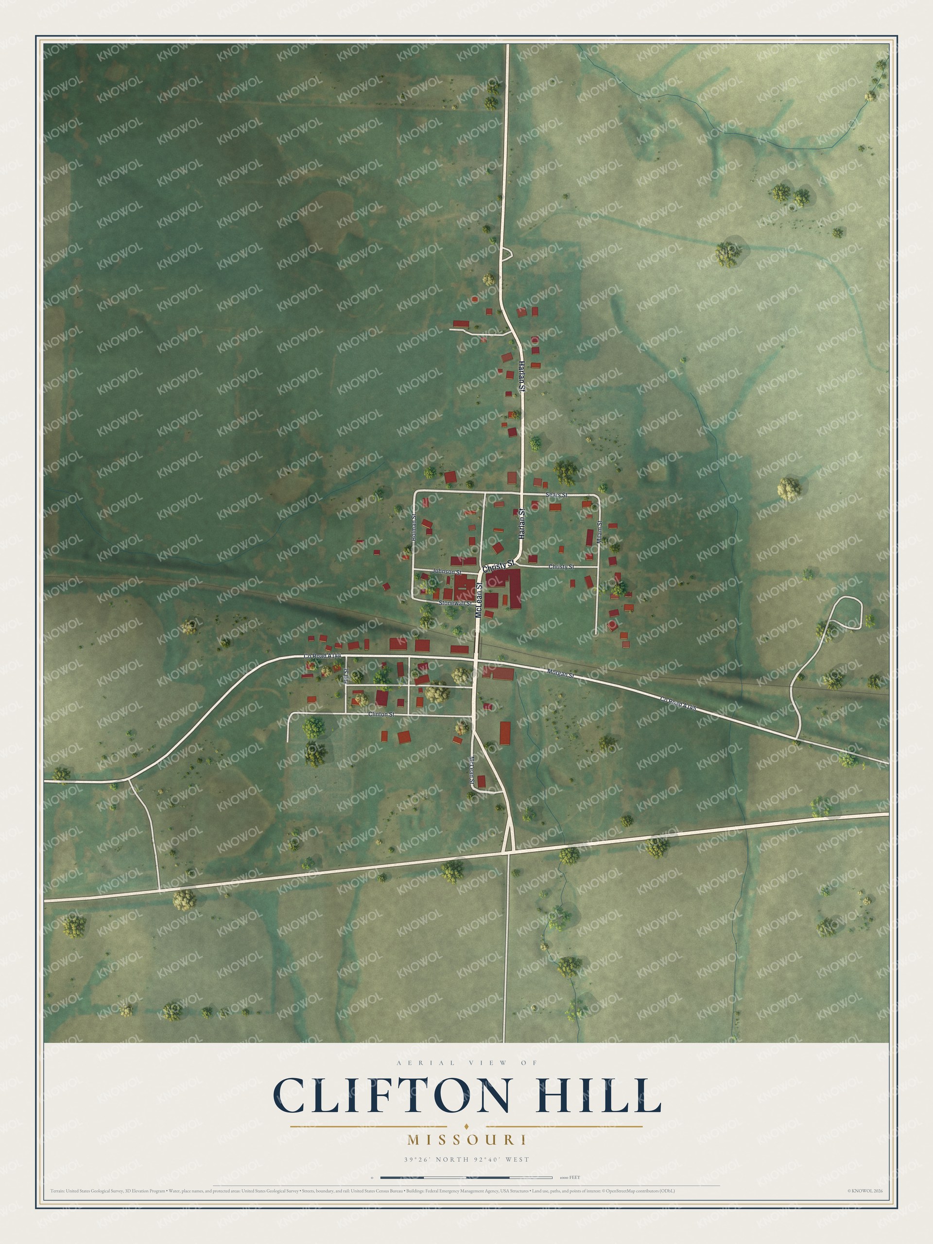 Watermarked full-map preview of Clifton Hill, Missouri