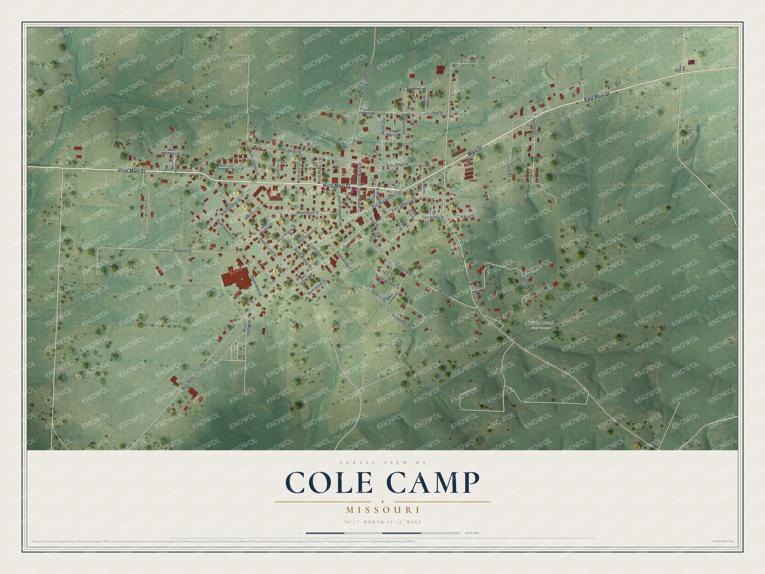 Watermarked full-map preview of Cole Camp, Missouri