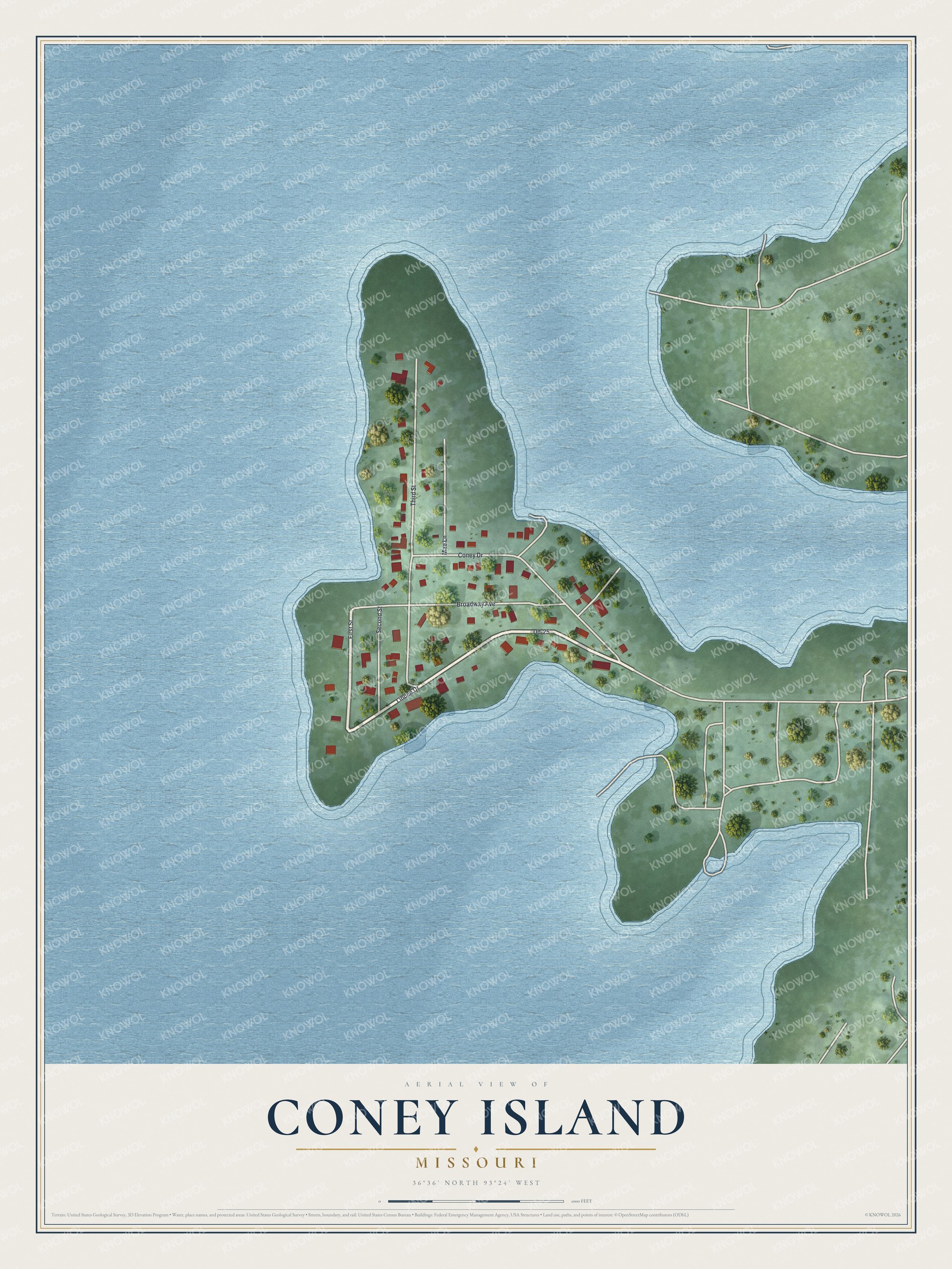 Watermarked full-map preview of Coney Island, Missouri