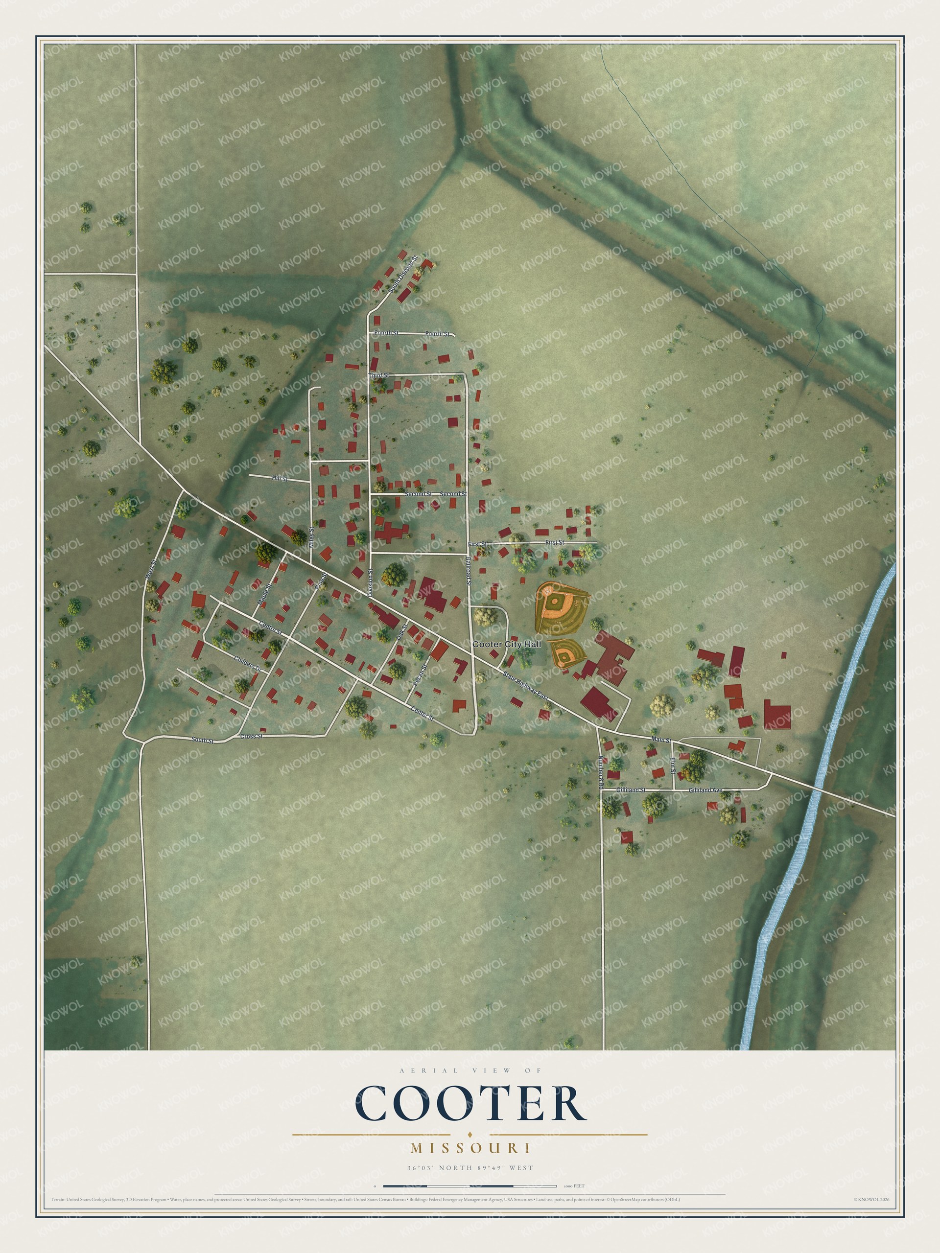 Watermarked full-map preview of Cooter, Missouri