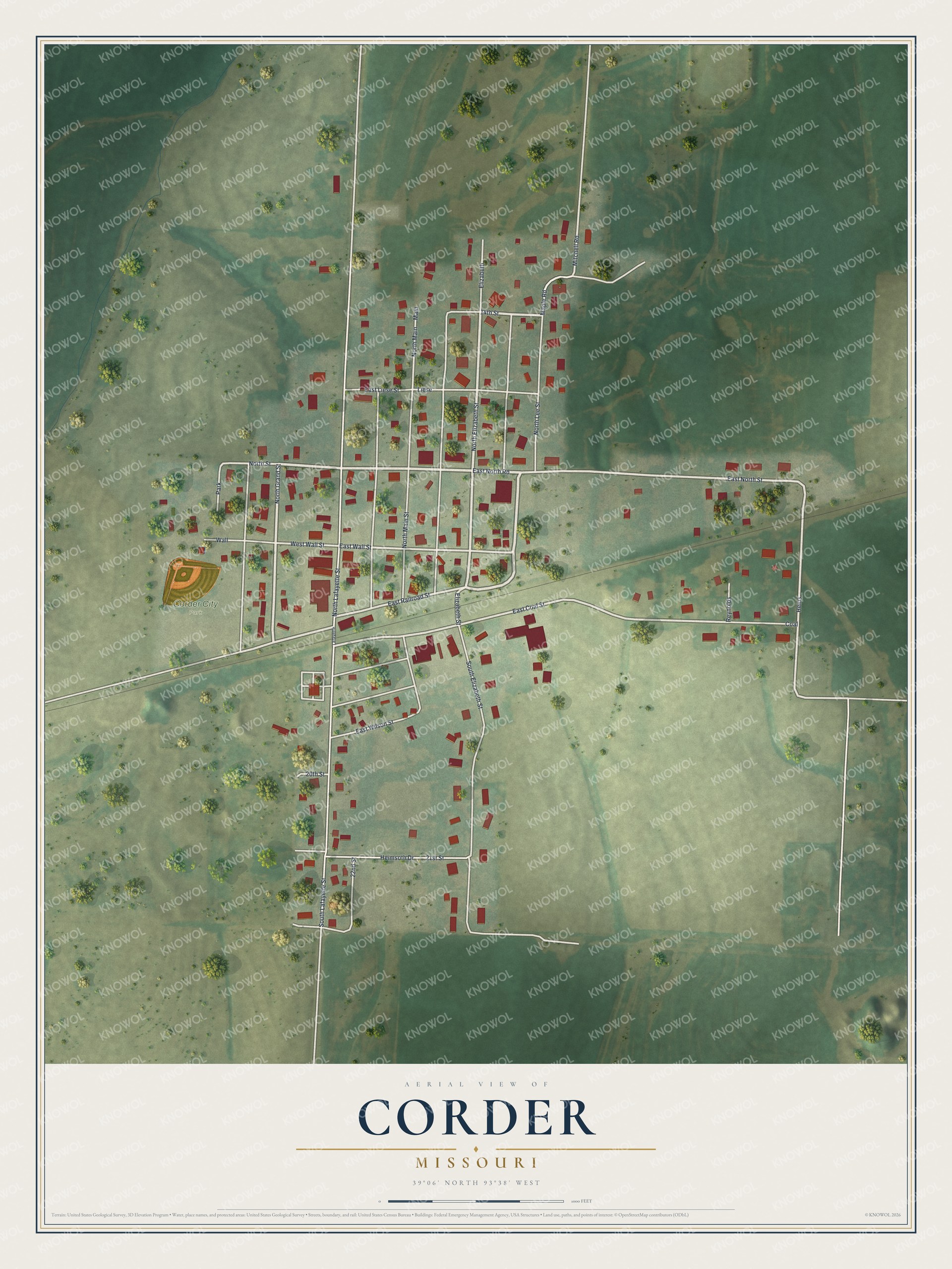 Watermarked full-map preview of Corder, Missouri