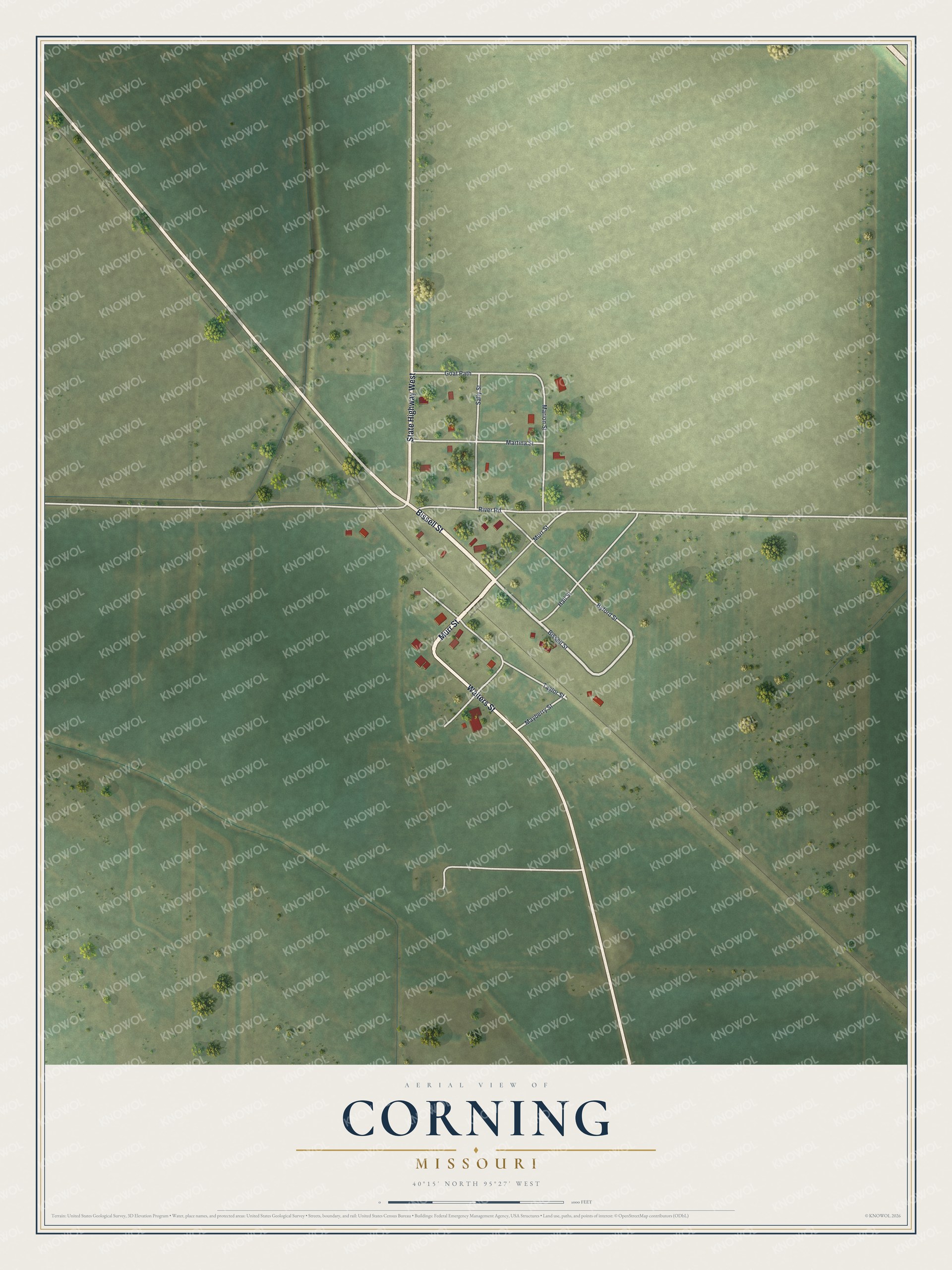 Watermarked full-map preview of Corning, Missouri