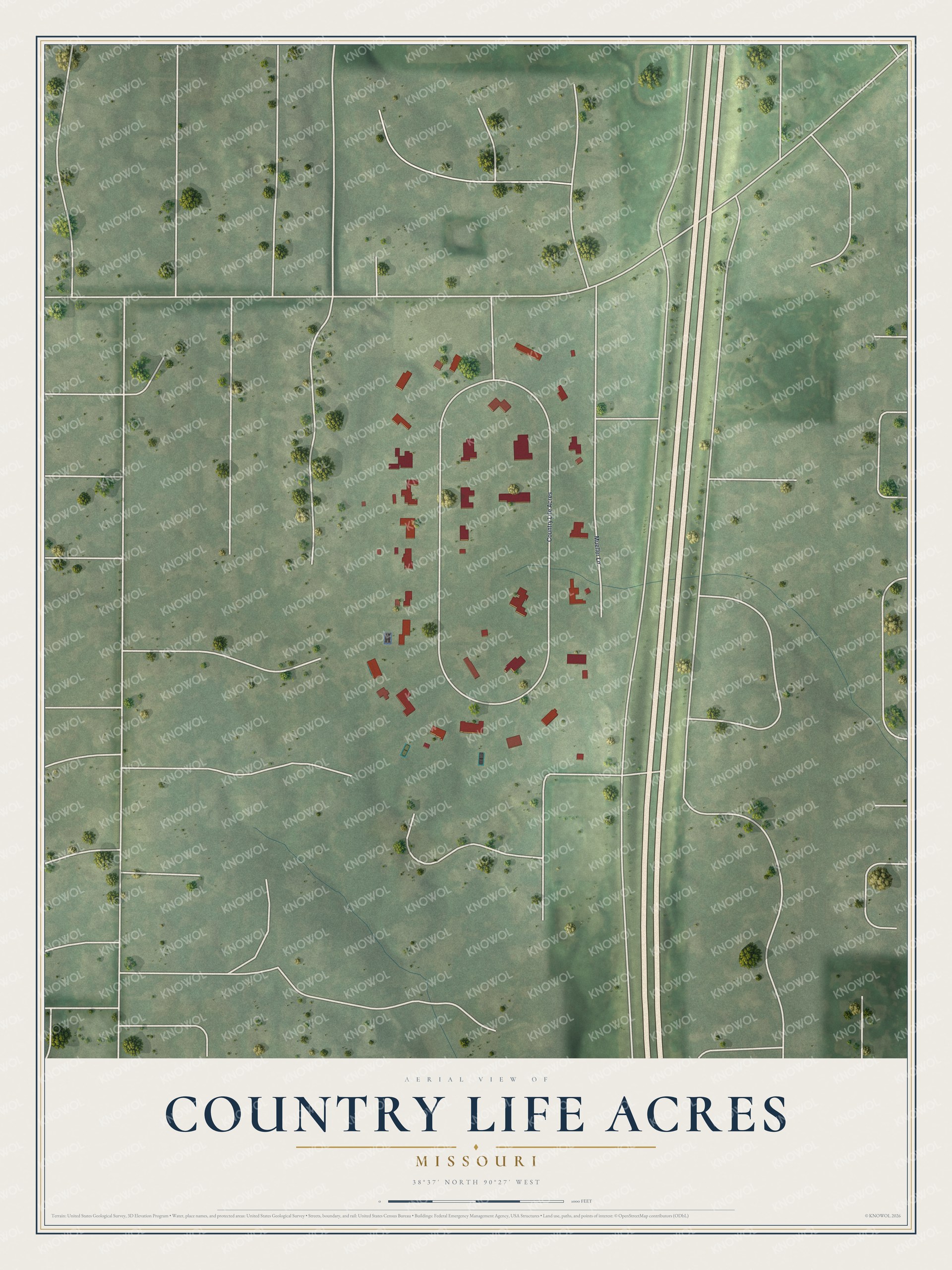 Watermarked full-map preview of Country Life Acres, Missouri