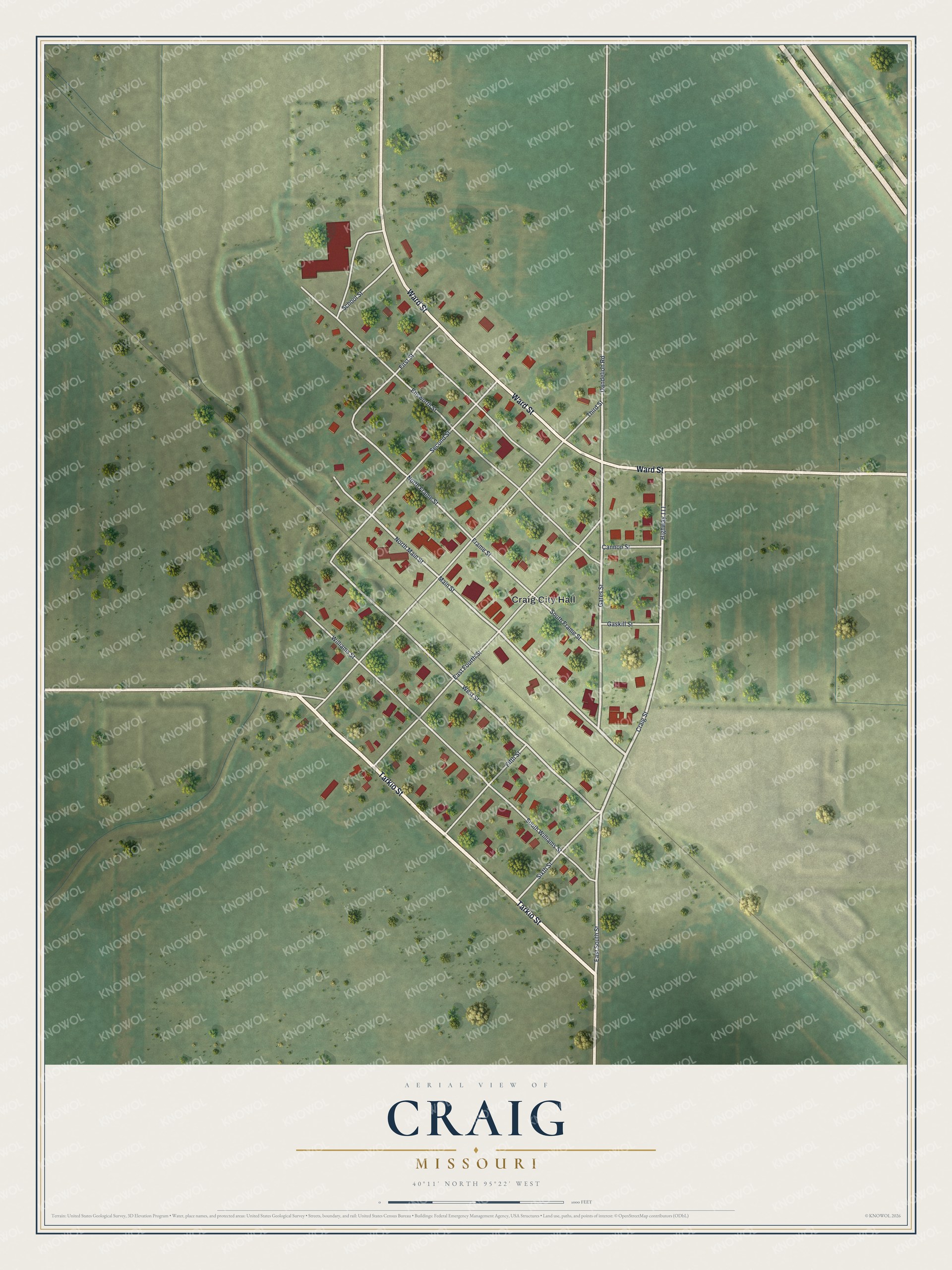 Watermarked full-map preview of Craig, Missouri