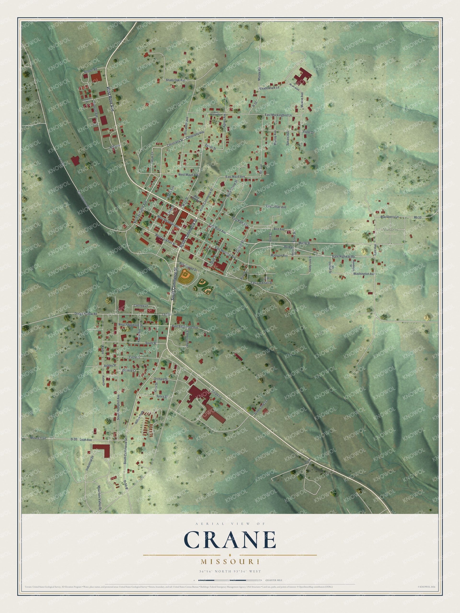 Watermarked full-map preview of Crane, Missouri
