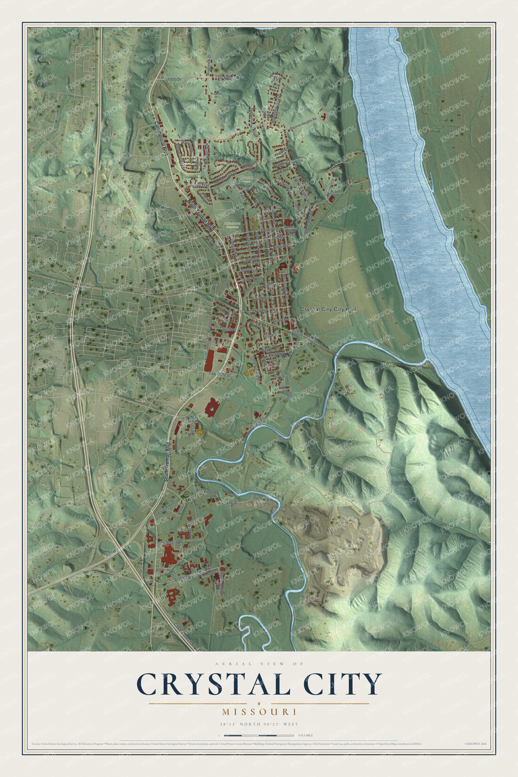Watermarked full-map preview of Crystal City, Missouri