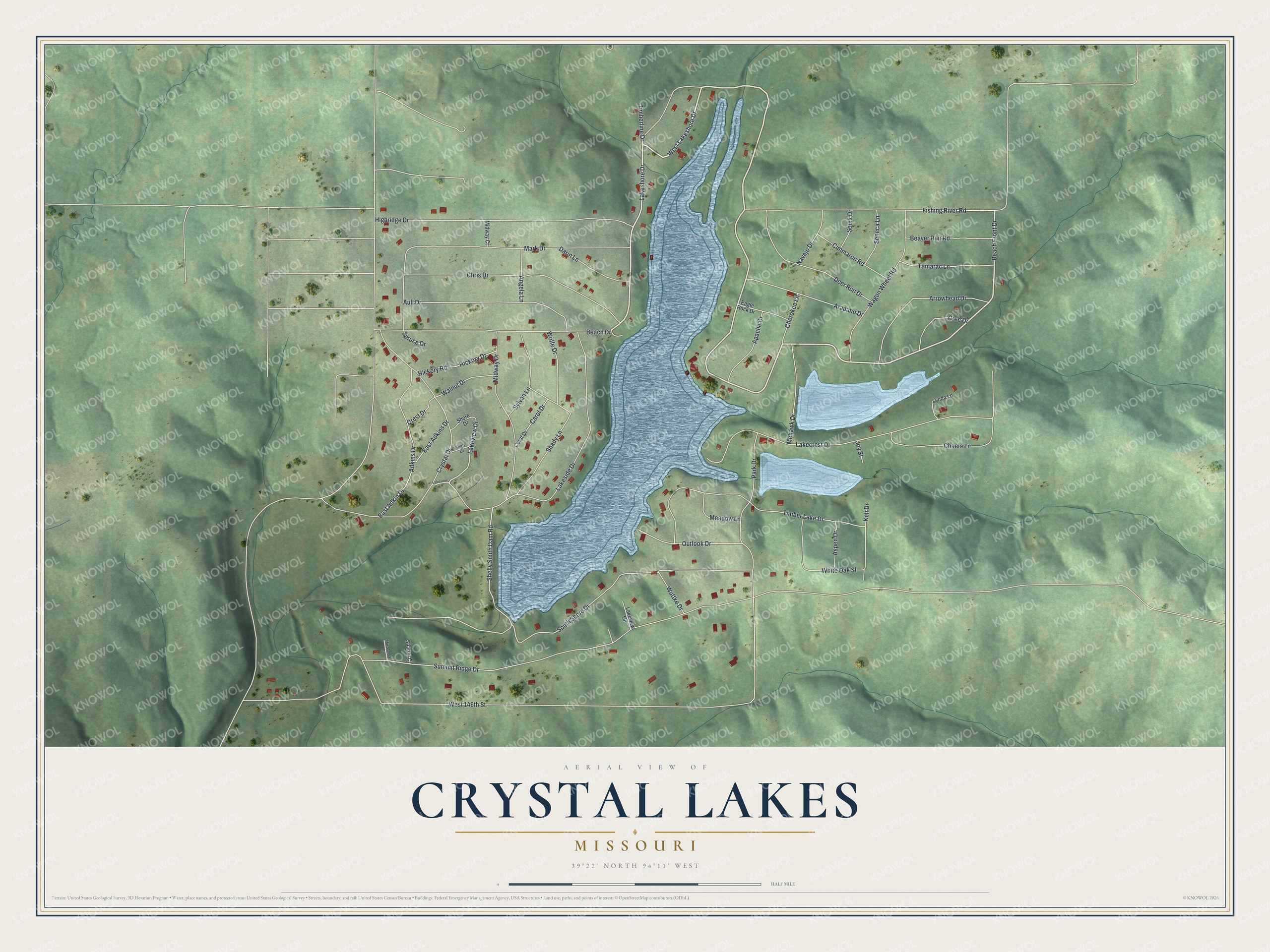 Watermarked full-map preview of Crystal Lakes, Missouri