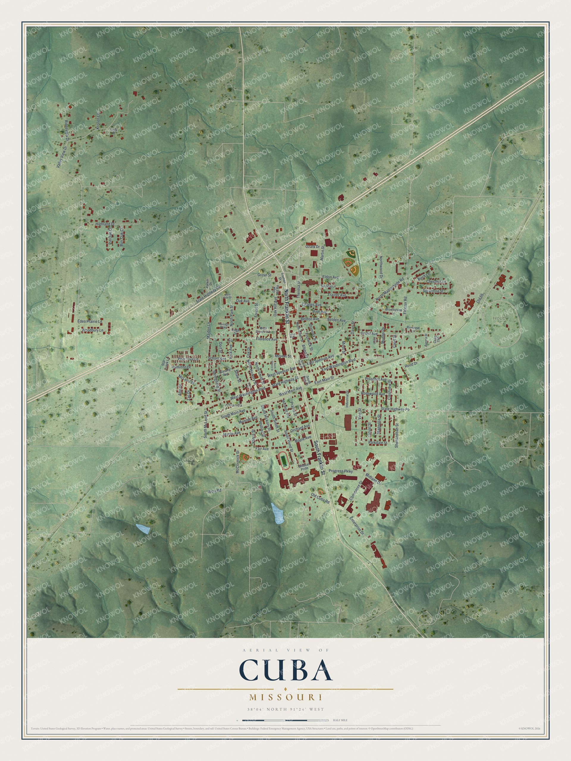 Watermarked full-map preview of Cuba, Missouri