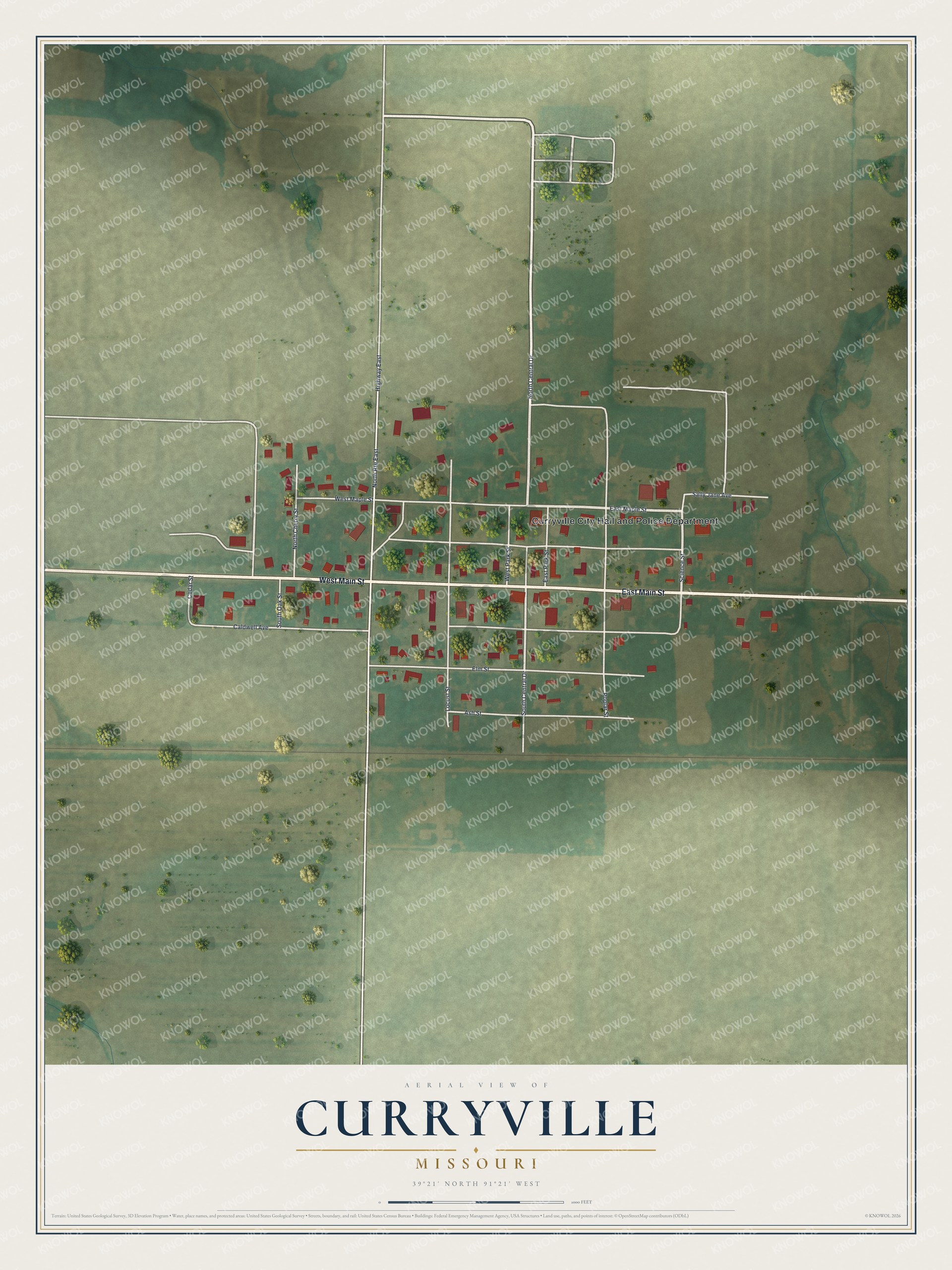 Watermarked full-map preview of Curryville, Missouri