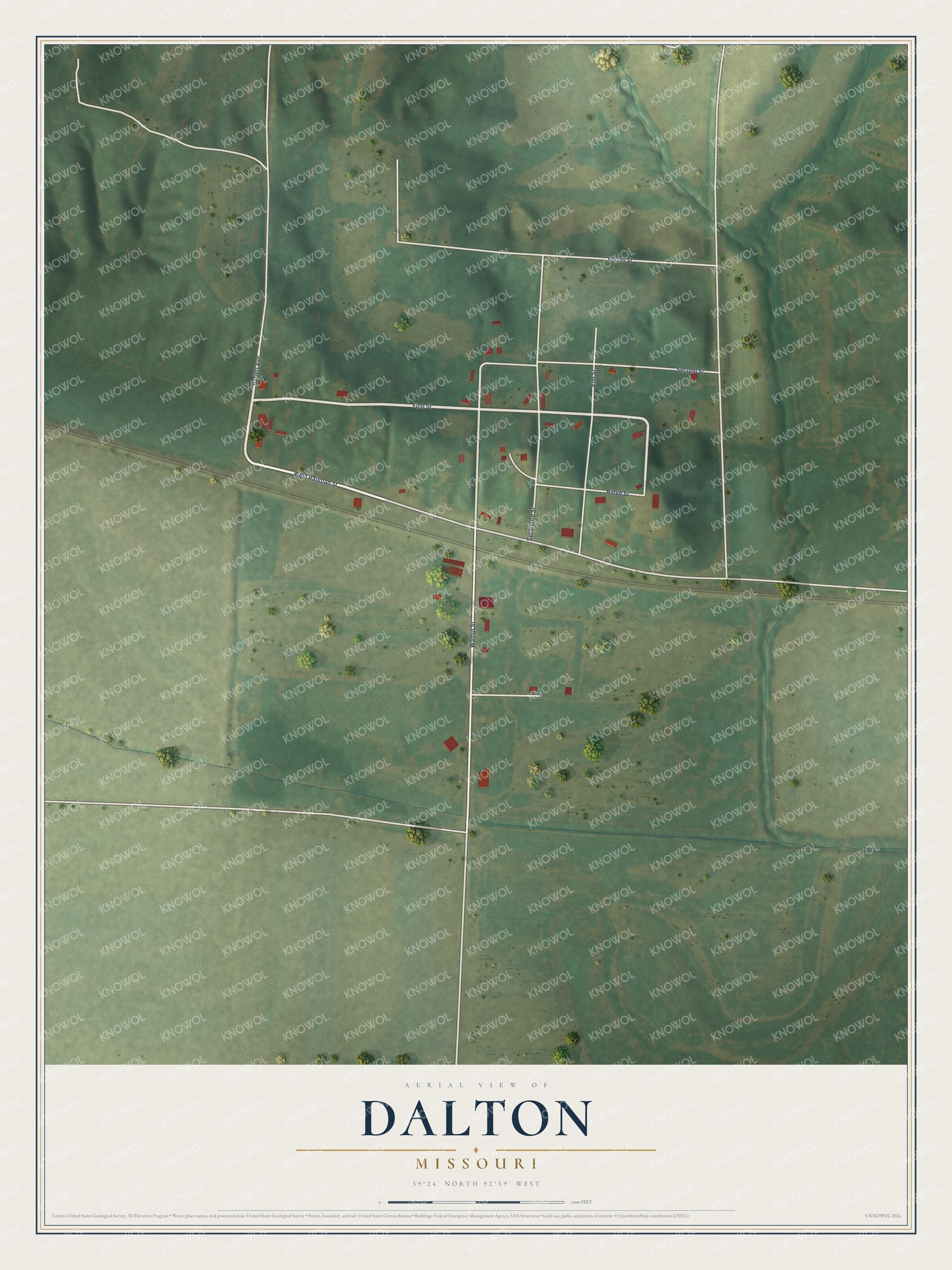 Watermarked full-map preview of Dalton, Missouri
