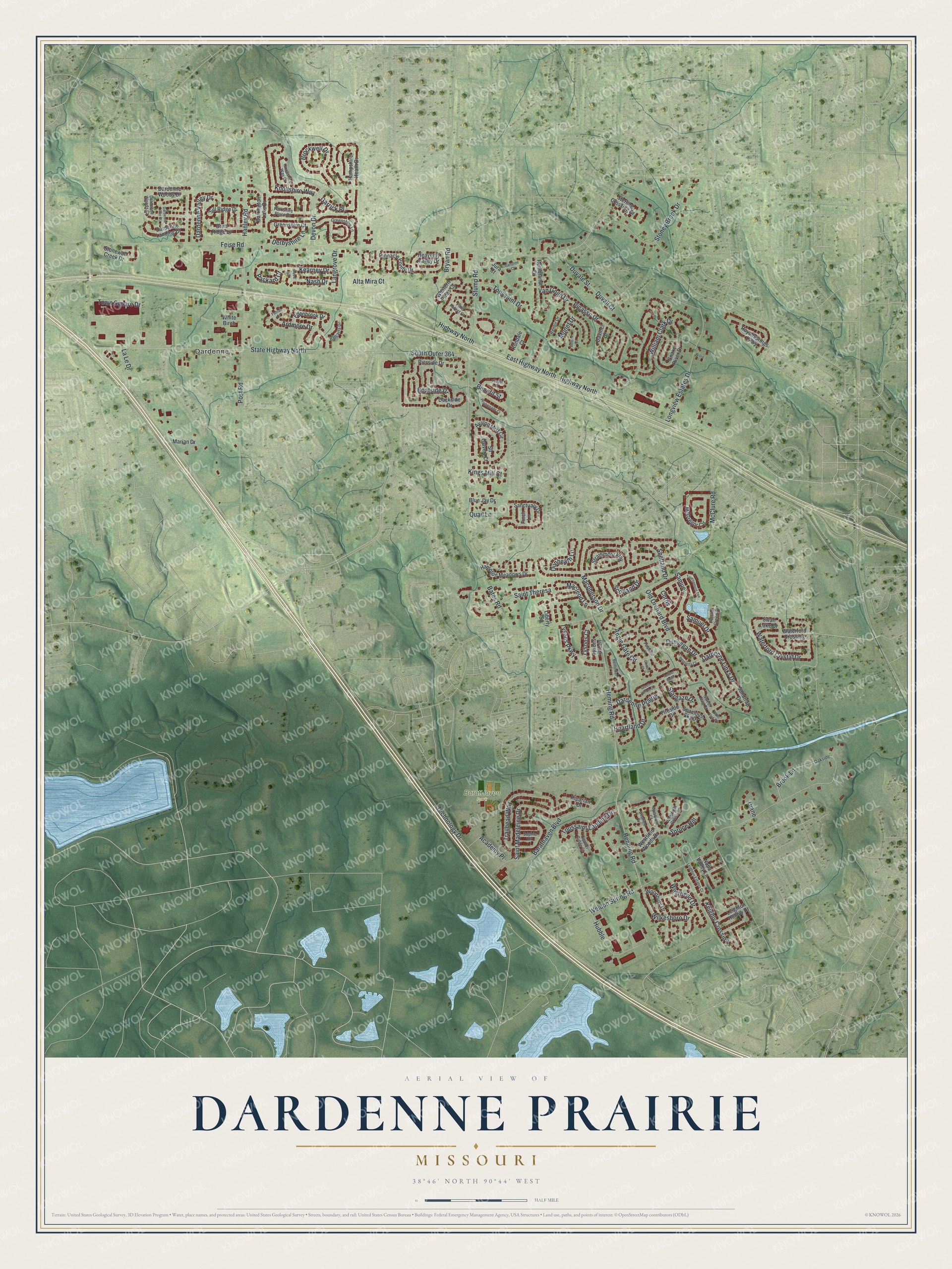 Watermarked full-map preview of Dardenne Prairie, Missouri